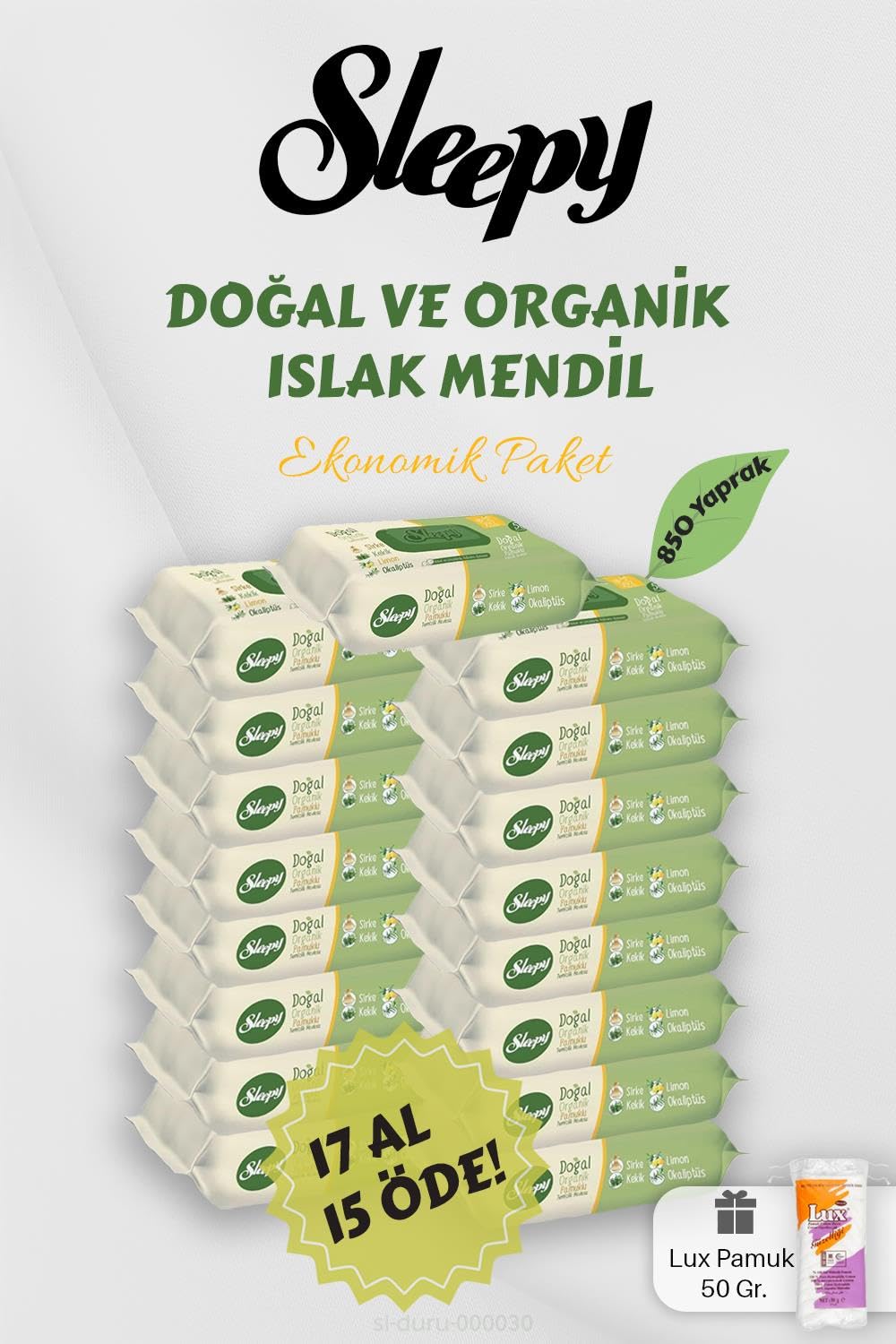 Sleepy Organik Islak Mendil 17 AL 15 Öde Hediyeli