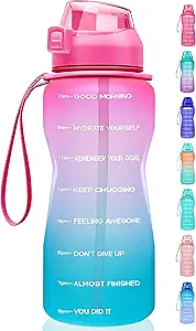 Fidus Large Half Gallon/64oz Motivational Water Bottle with Time Marker & Straw,Leakproof Tritan BPA Free Water Jug,Ensure You Drink Enough Water Daily for Fitness,Gym and Outdoor Sports