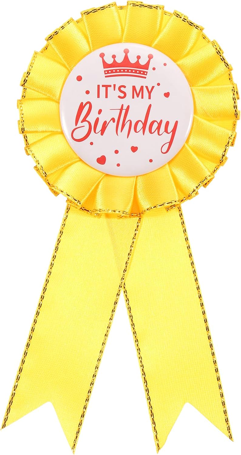 PATIKIL IT'S MY Birthday Pin, Tinplate Ribbon Badge Pin, Satin Fabric Award Ribbon for Birthday Party Decoration