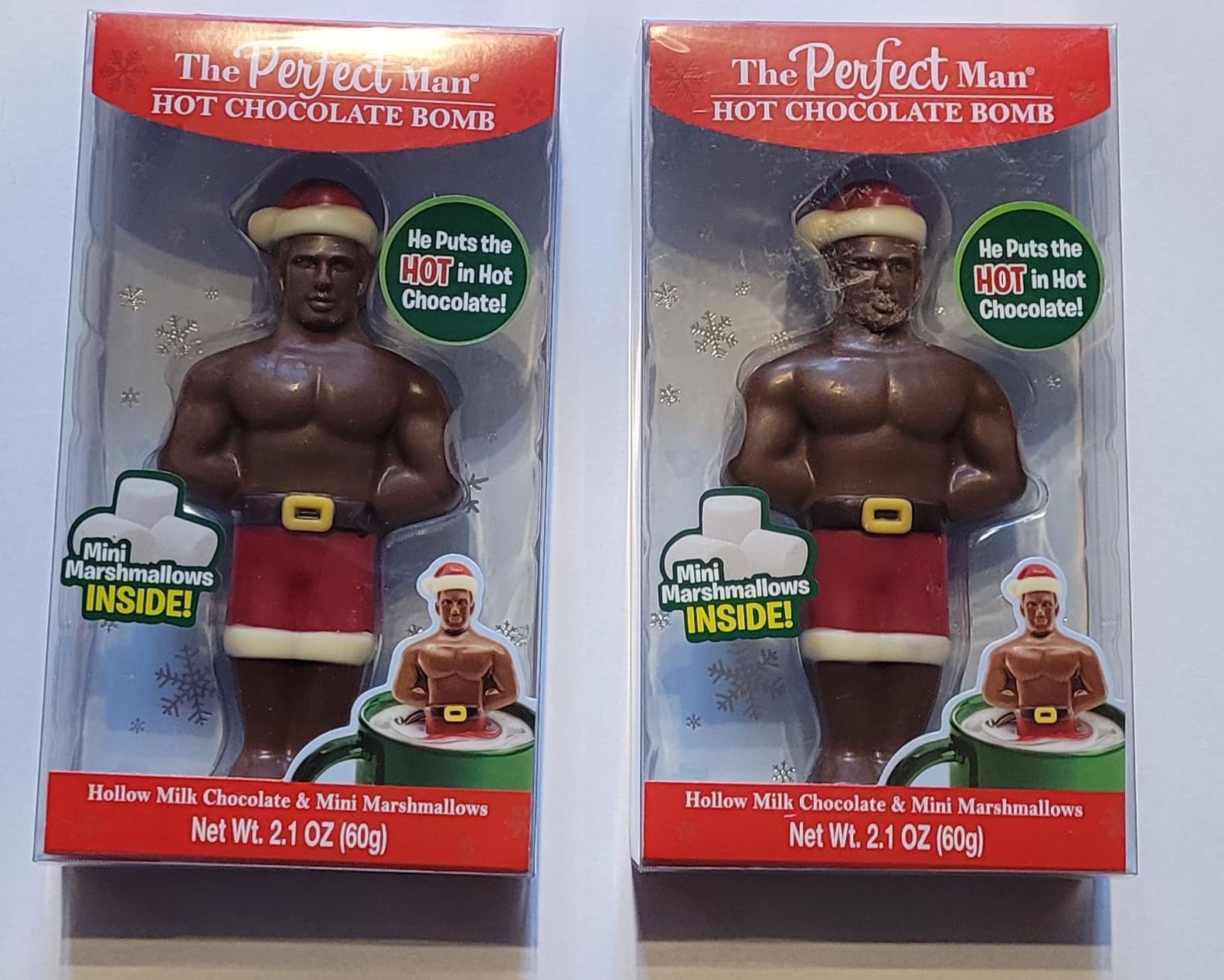 The Perfect Man Hot Chocolate Melting Figure with Marshmallows (2 pack), red