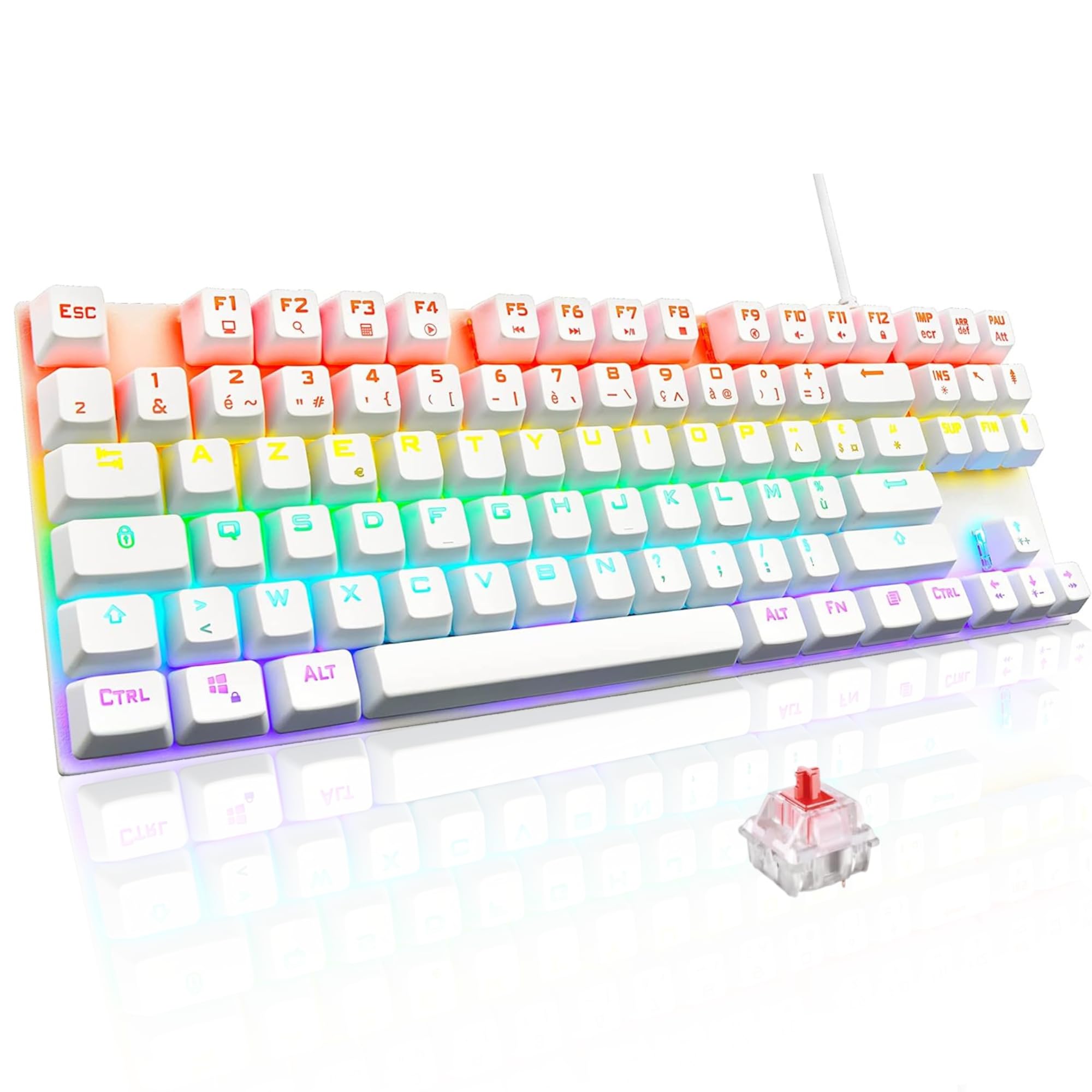 The G-Lab Clavier Gaming Mcanique TKL Switch Red - Effets de rtroclairage - Blanc