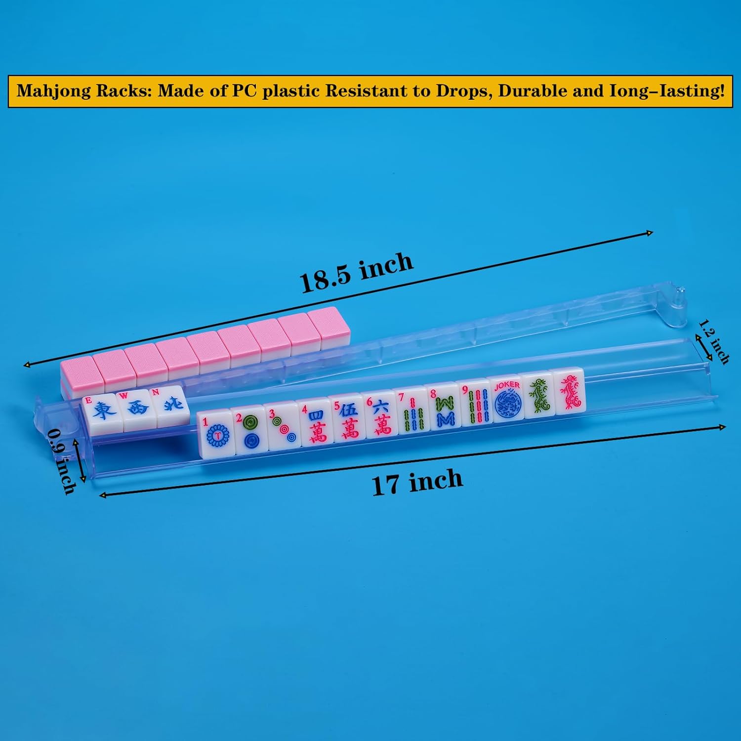 Pink 1.2-inch American Mahjong Tile Set with 166 Mahjong Tiles 4PCS Mahjong Racks with Pushers Mahjong Table Mat and Mahjong Storage Bag