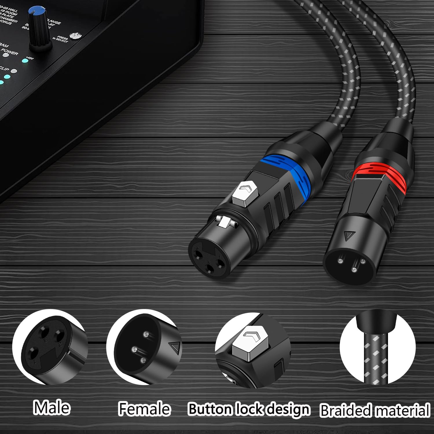 Câble XLR mâle vers femelle, câble audio XLR mâle vers femelle, câble audio XLR mâle vers femelle pour enregistrement de microphones, mixeur, amplificateur, systèmes de haut-parleurs