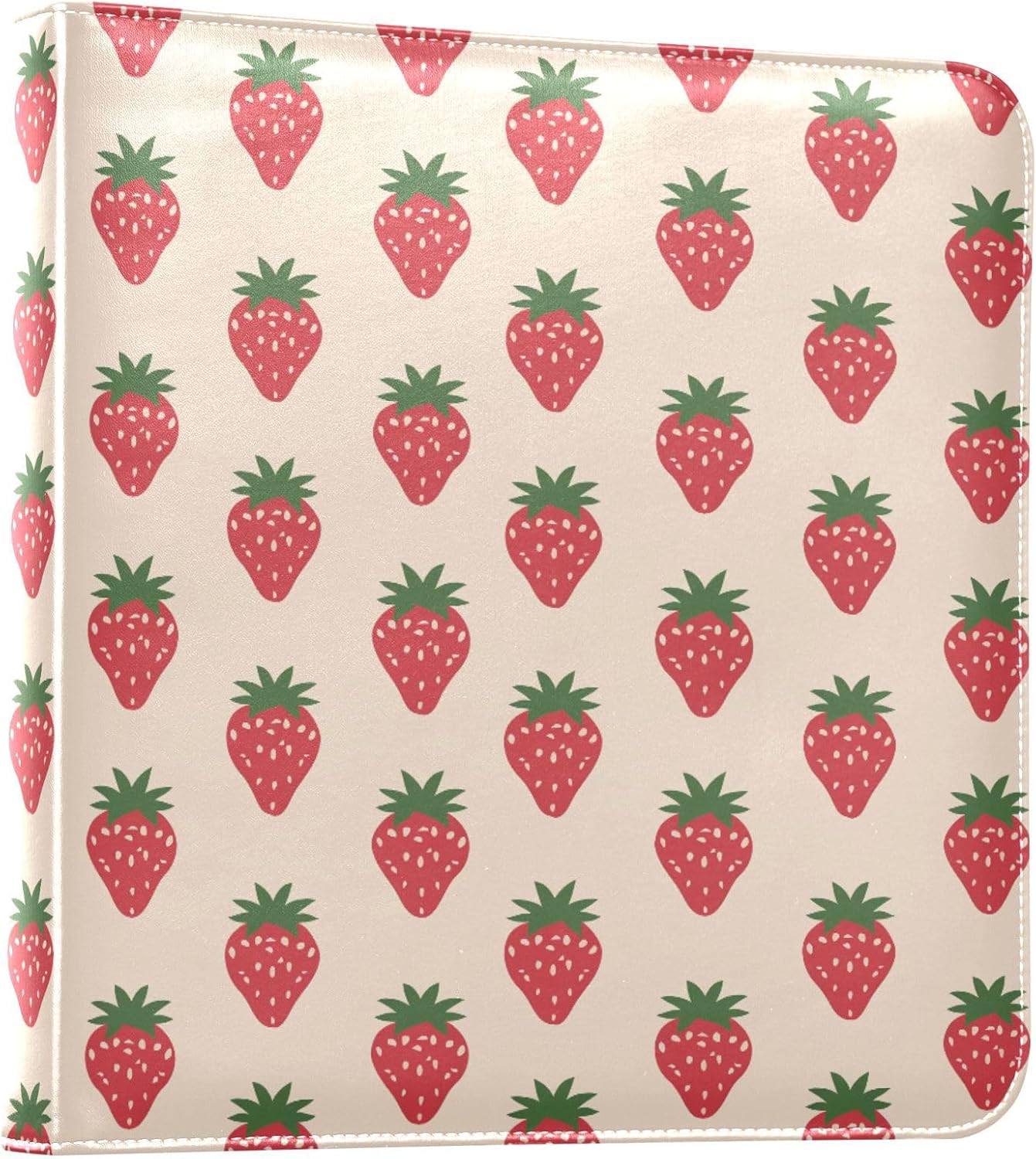JIPONI Little Strawberrys Large Photo Album, DIY Leather Cover Scrapbook Albums for 4x6 5x7 6x8 Pictures, Self Adhesive Memory Book for Wedding, Baby, Family