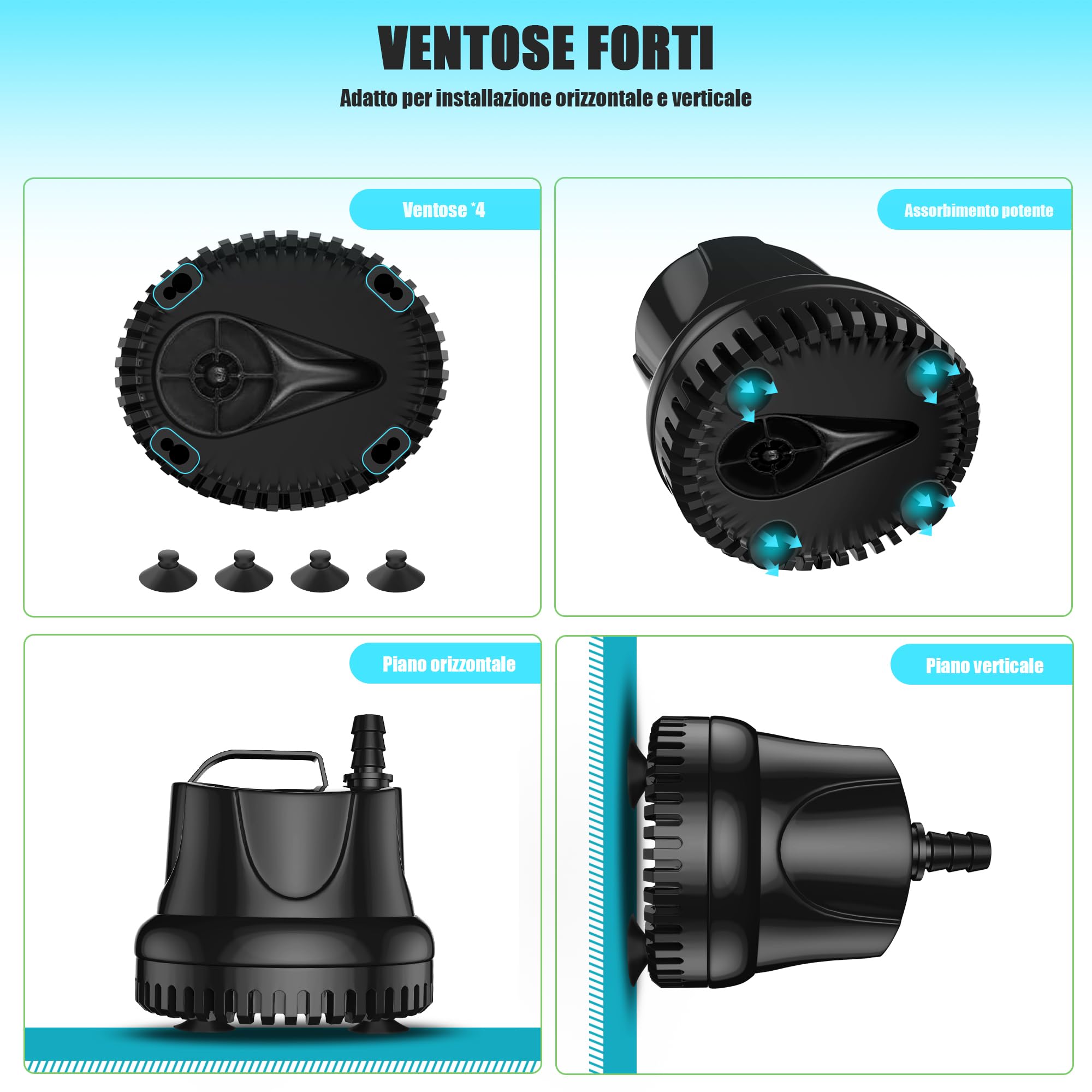 25W 1500L/H Pompa ad Acqua Sommergibile per Acquario Fontane da Tavolo Stagno Giardini Acqua con 5 ugelli 1.5M Tubo Trasparente Flessibile AC220-240V