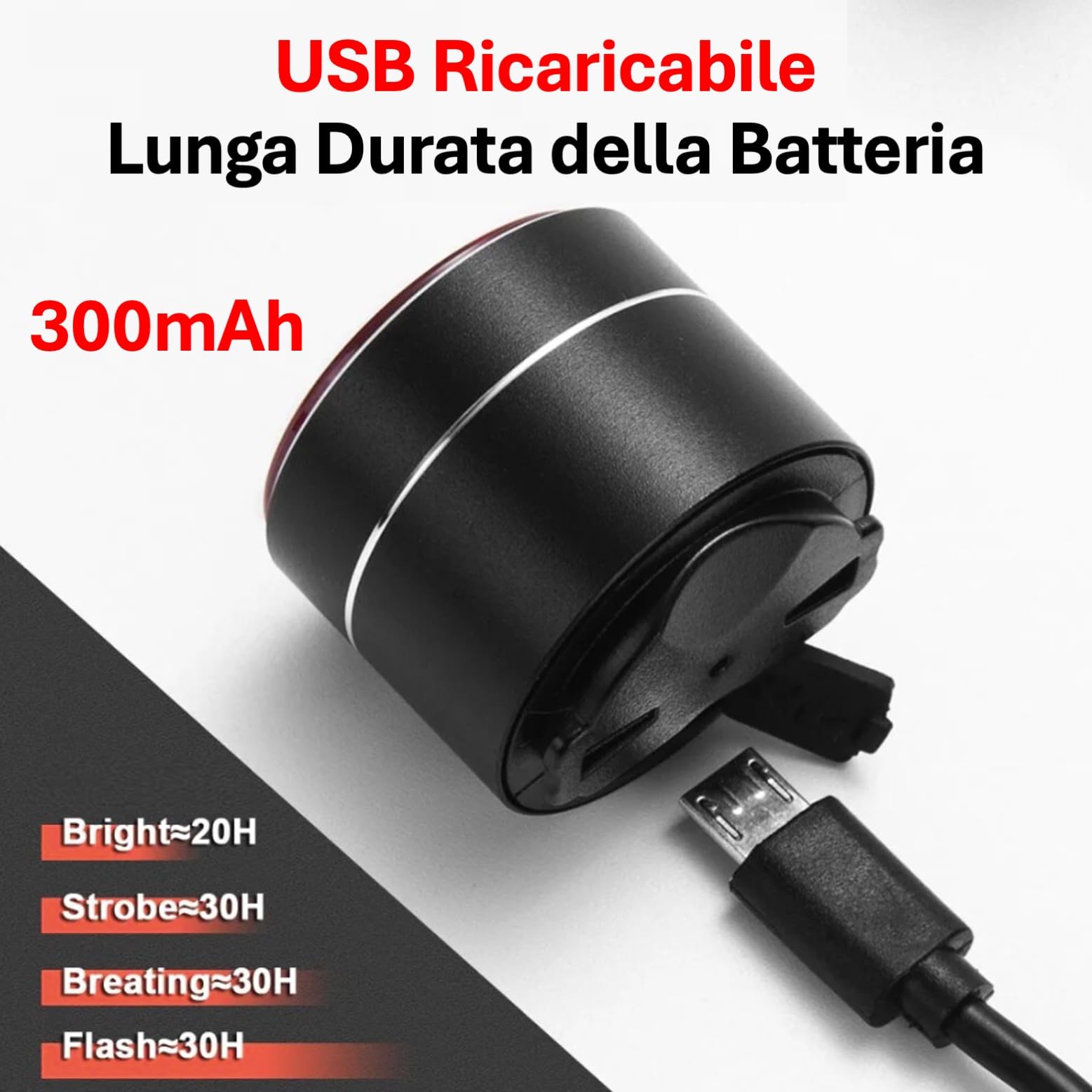 Luce Posteriore LED per Bicicletta Q3 - Fanale USB Ricaricabile con Freno Intelligente - Super Luminoso, Impermeabile, 4 Modalità - Smart Light per MTB & Corsa - Sensore Notturno/Frenata