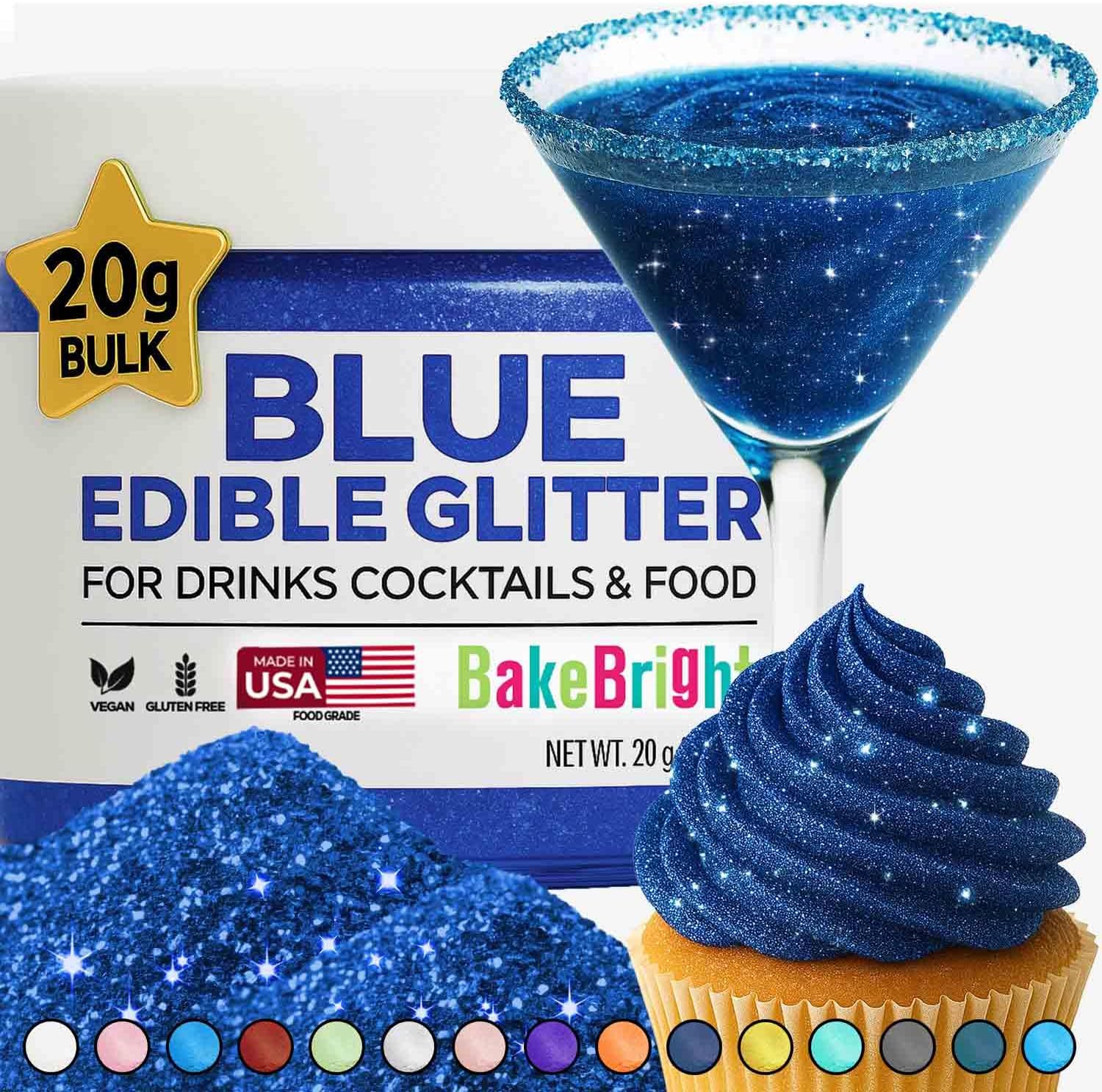 Bulk (20g) Navy Blue Edible Glitter for Drinks Edible Glitter for Cakes, Drink Glitters, Shimmering Navy Blue Glitters Cake Decorations Shimmer for Strawberries, Cocktail Drinks