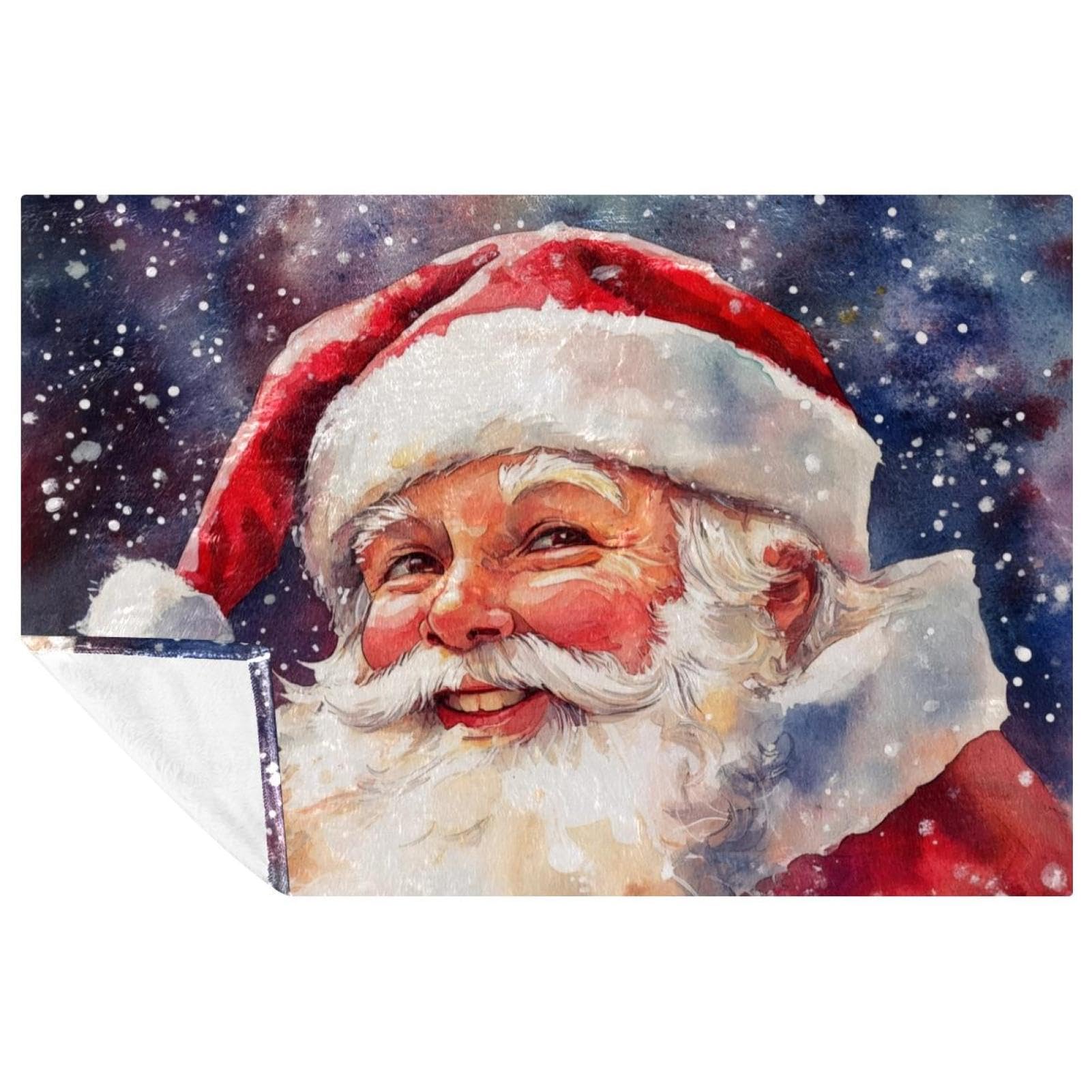 Couverture lit et canapé Père Noël douce chaude 150x100 cm camping plage