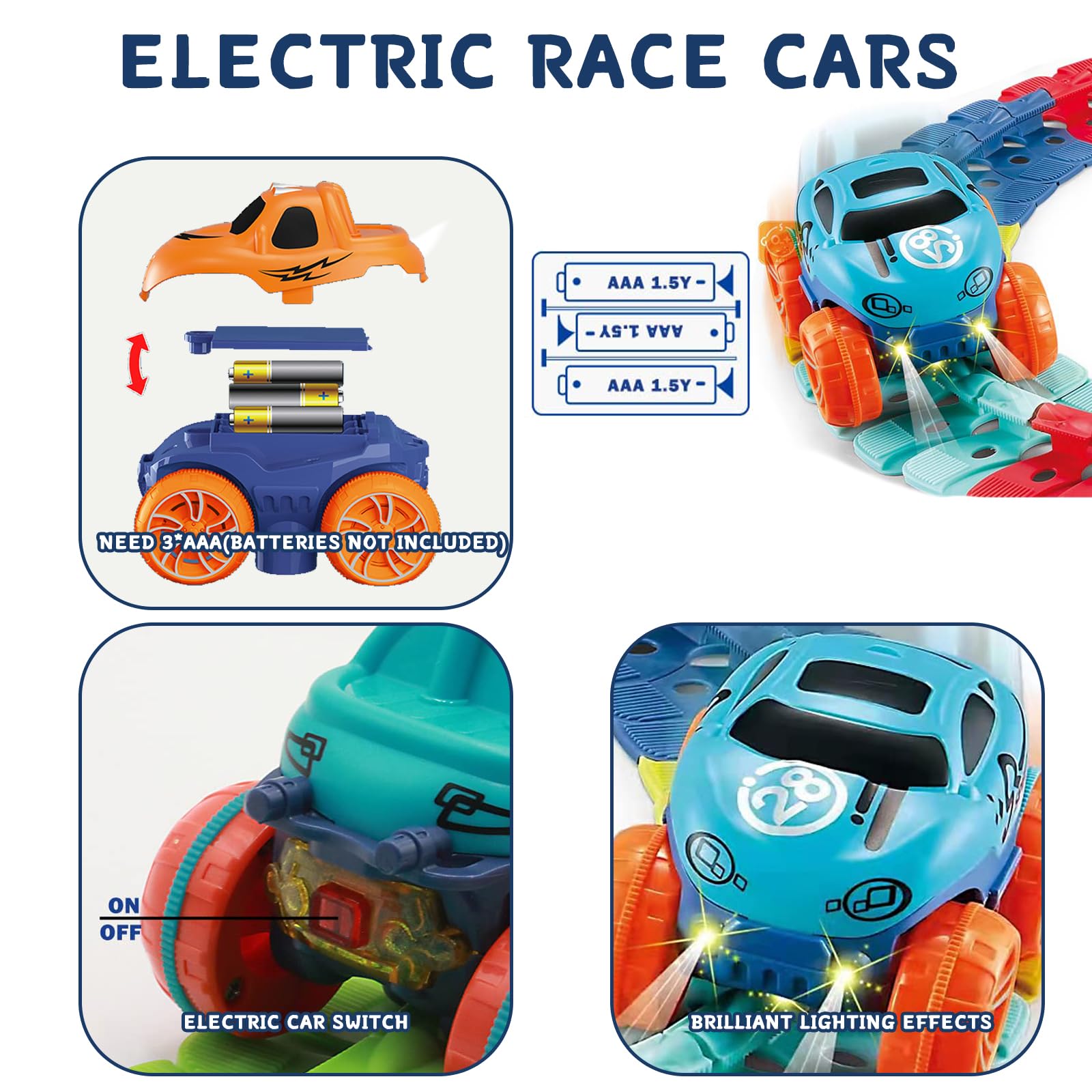 Car Racing Track Circuito Auto Bambino 184 Pezzi Pista Macchinine Giochi Bambini 3 Anni Luminosa Elettriche Auto Giocattolo Flessibile Pista Macchinine Macchinine Giocattolo per Bambini 3 4 5 6 Anni