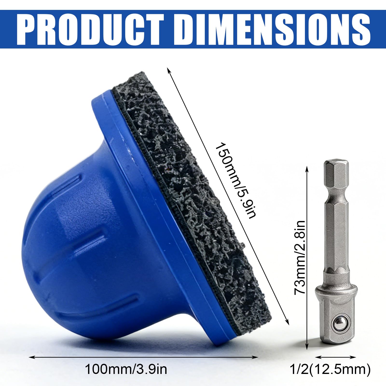Smerigliatrice per mozzo ruota blu, con ruota abrasiva da 90 mm a 150 mm, attacco quadrato da 1/2", per la cura dei cerchioni, per la rimozione della ruggine dei mozzi delle ruote