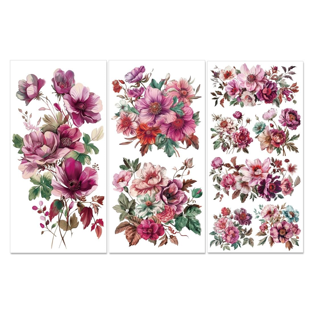 Flores para frotar en madera PLIGREAT calcomanías de acuarela resistentes para decorar cómodas