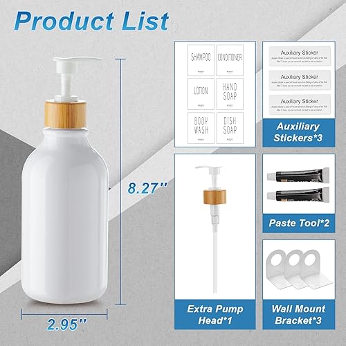 Miniatura 2 de VITVITI Shampoo and Conditioner Dispenser, Body Wash Shower Soap Dispenser Wall Mounted 3 Chamber, Drill Free 17oz Plastic Shower Bottles for