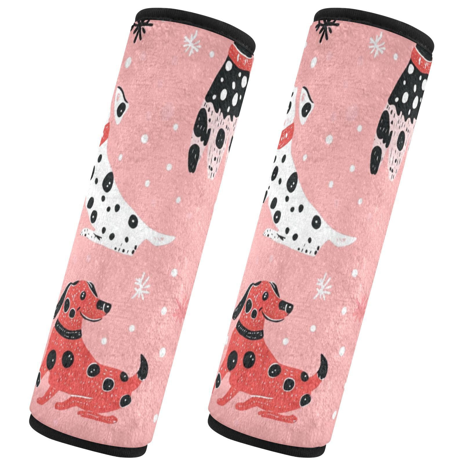 Seat Belt Covers 2 Pack Cute Dalmatians Car Seat Strap Covers Super Soft Dachshunds Car Seat Neck Cover for Boys Girls Adults Babies M