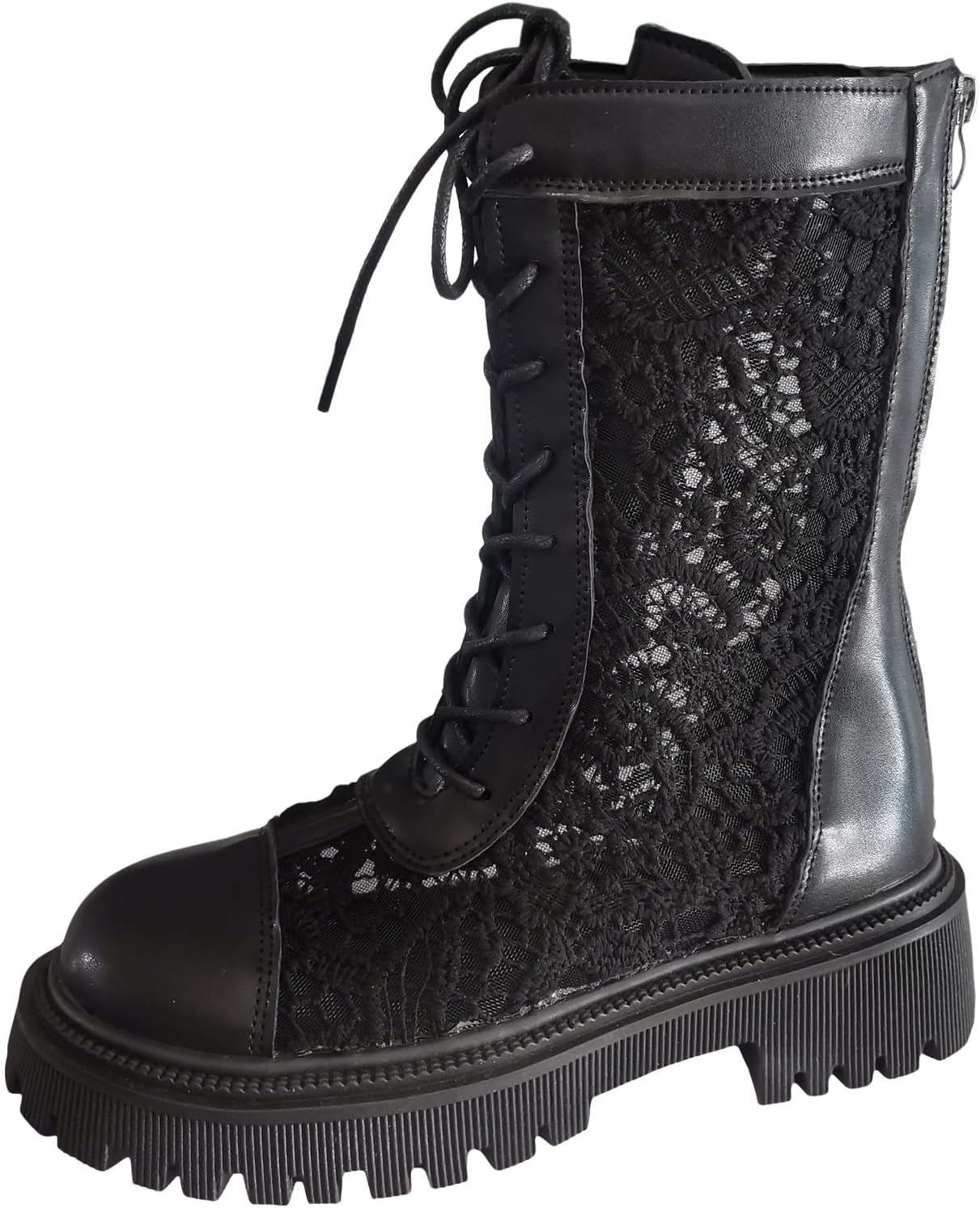 Mid Calf Boots for Women Low Heel Leather Lace Up Kuwait Ubuy