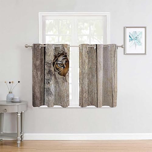 Cortinas para Ventanas Safari Decor Grommet Short Back Door Curtains Window Noise Blocker 63Inch Width by 80Inch Length,2 Panels