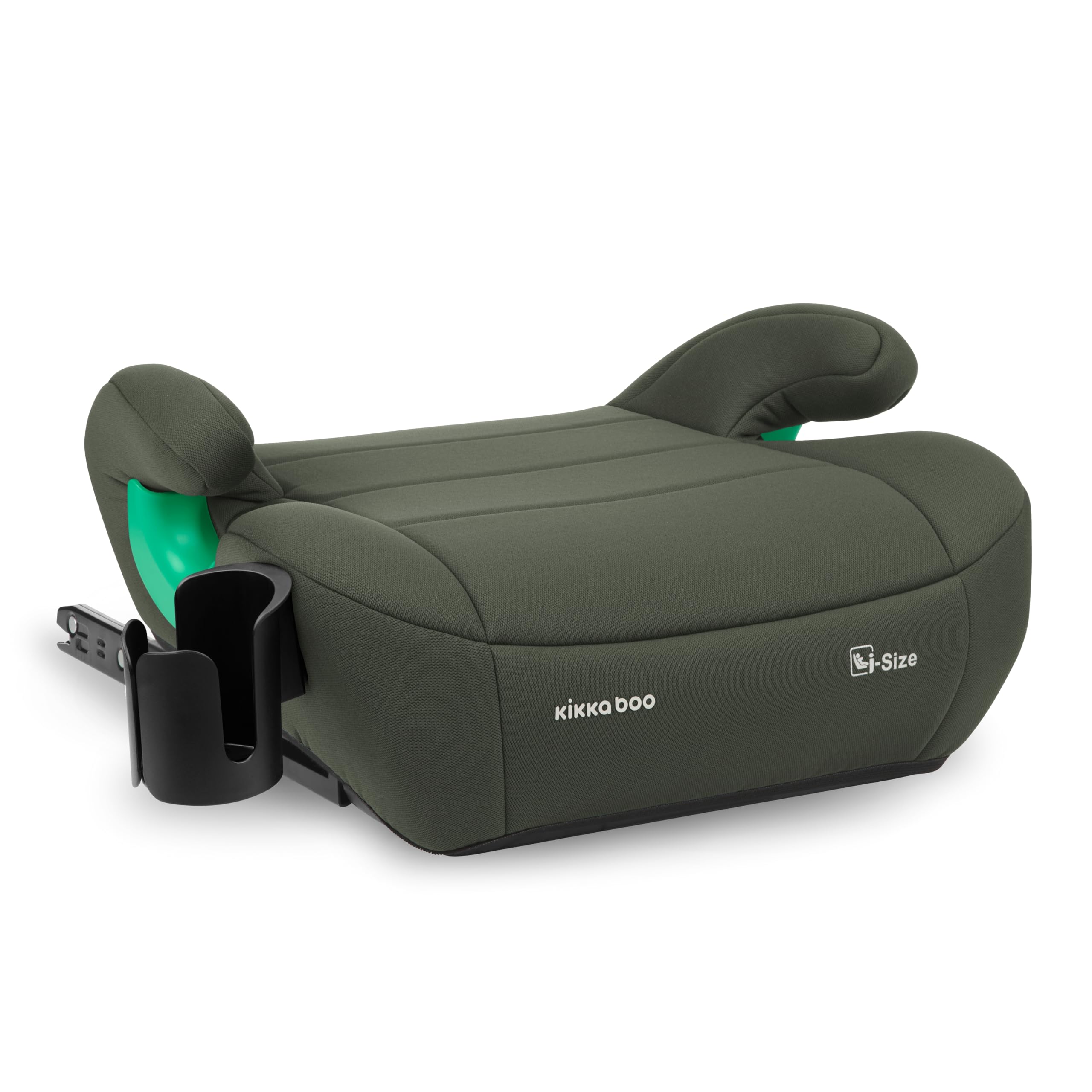 KikkaBoo i-Pop Kindersitzerhöhung Auto Kinder, i-Size, Isofix, 22-36 kg, Gruppe 3, 7-12 Jahre, Autositz Sitzerhöhung, Armeegrün