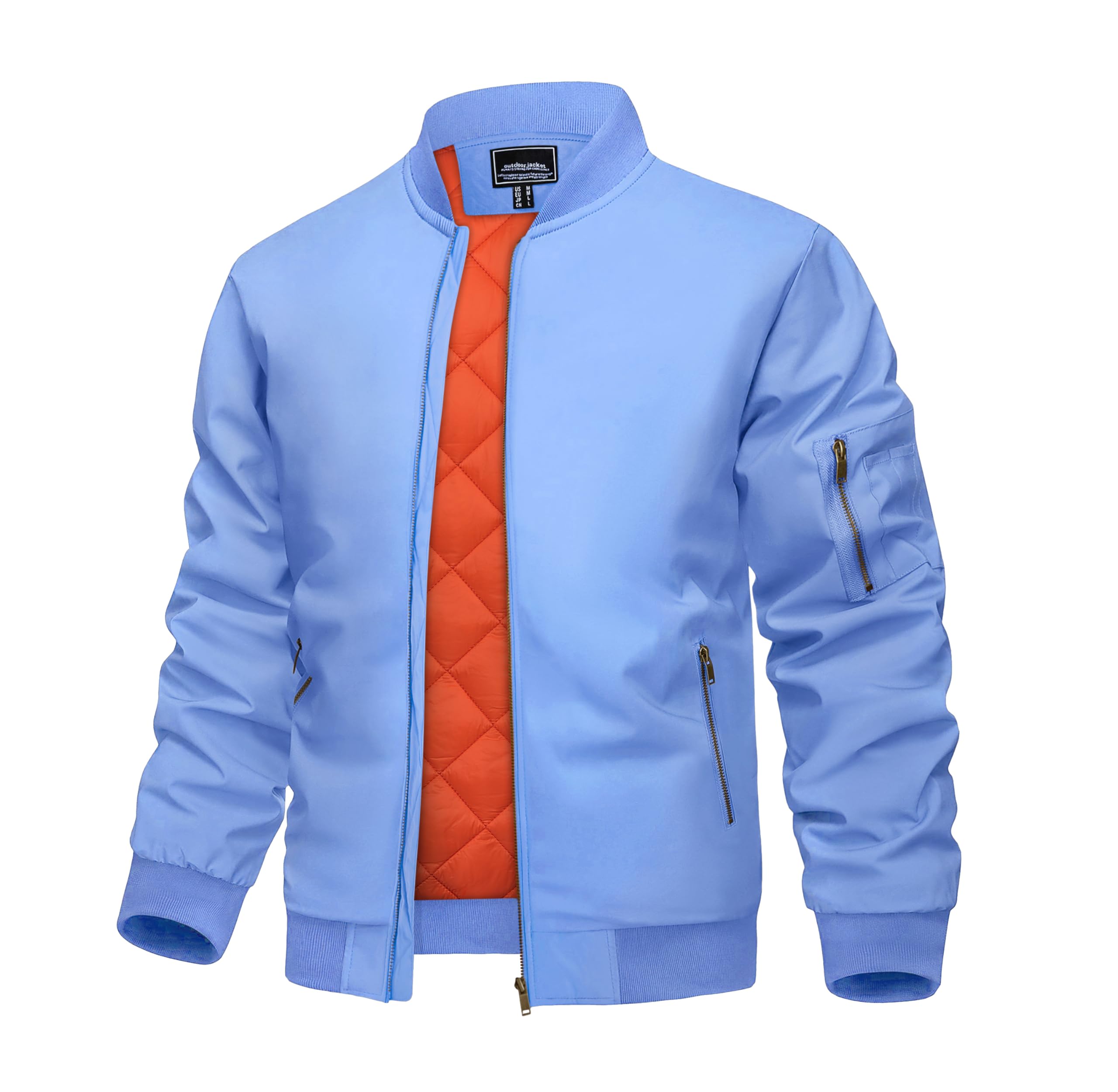 KEFITEVD Men's Bomber Jackets Fall Winter Windbreaker Warm Jacket Full Zip Padded Casual Work Coats