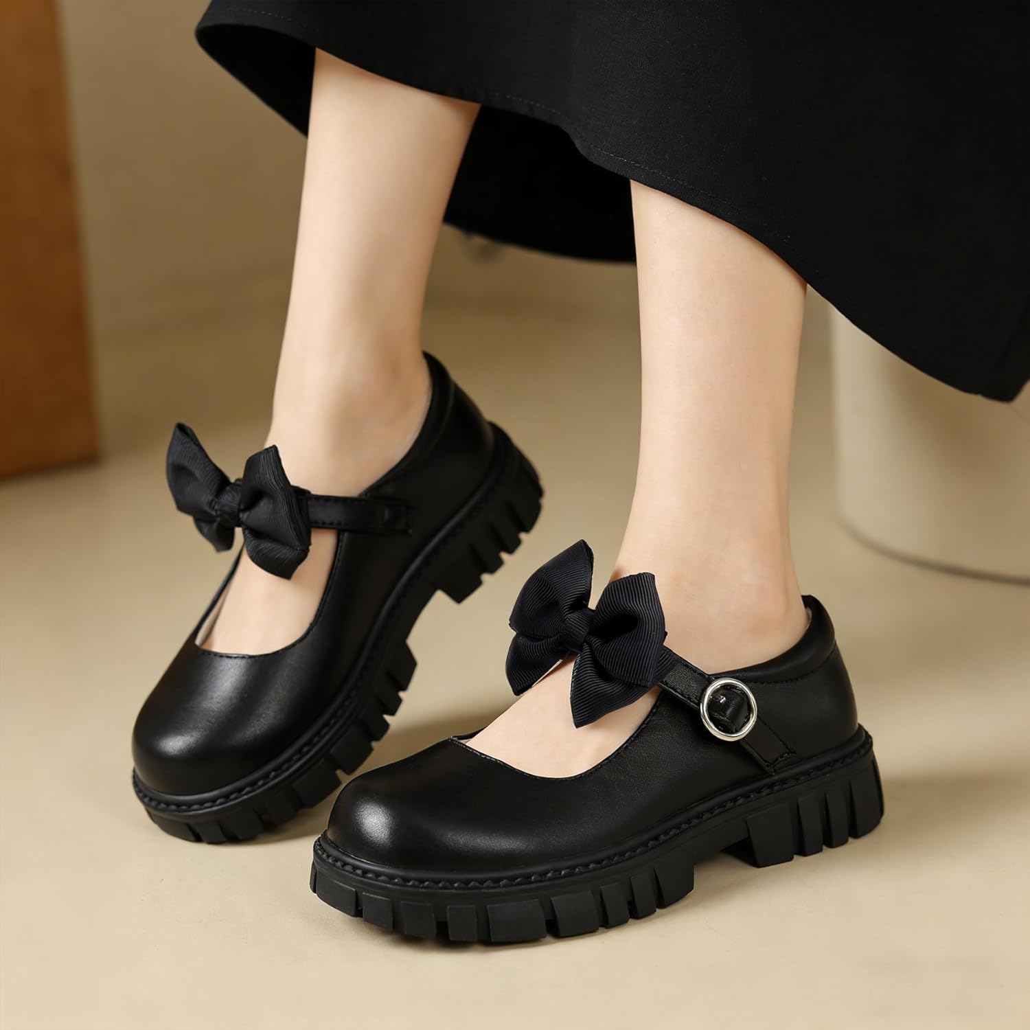 Toddler Girl Dress Shoes Bow Black Dress School Shoes Princess Mary Jane for Toddler/Little Girl