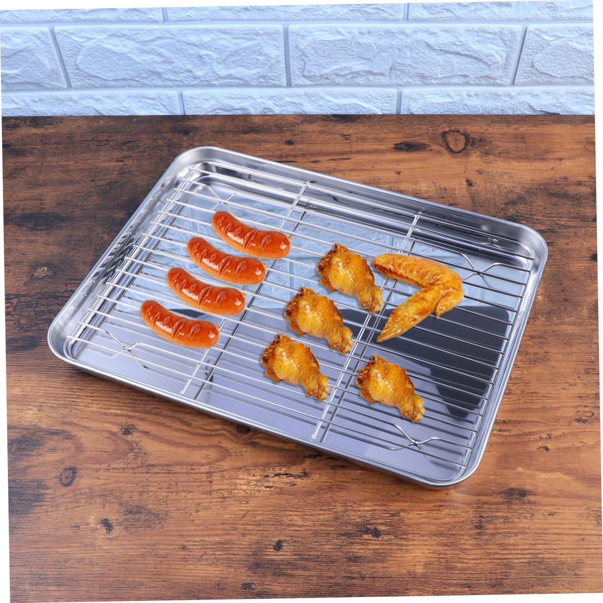 TOYANDONA 2piezas Bandejas para Hornear Drenaje de Acero Inoxidable Rejillas para Enfriar Pasteles Bandejas para Galletas Accesorios de Cocina