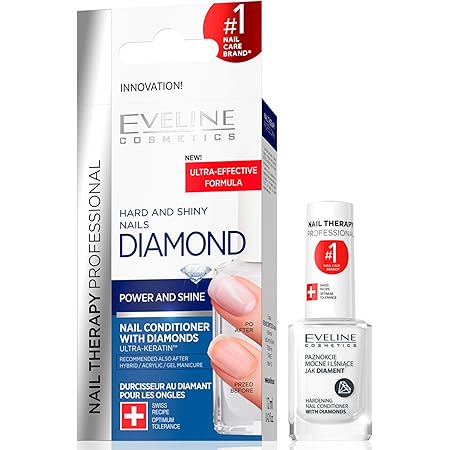 Eveline Cosmetics Diamond Nail Professional Therapy | 12 ML | Conditioner Strengthener Hardener | Repair Treatment | Formaldehyde-free | Titanium Formula