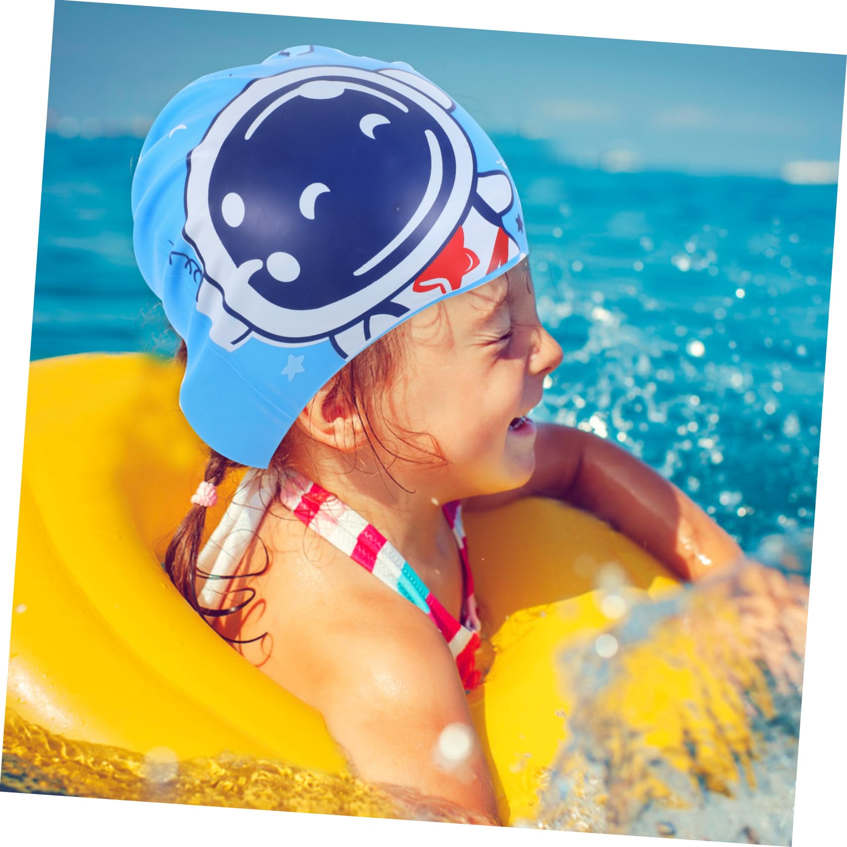 Kisangel Badekappe aus Silikon für Schwimmbrille für Erwachsene gießen schwimmkappe für badekappen für -Badekappen für Mädchen Badekappe für Kleinkinder Blue