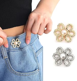2 Sets Pant Waist Tightener – Adjustable Buttons &amp; Pins for Loose Jeans, Pants &amp; Skirts, No-Sew Waistband Extenders, Pants...