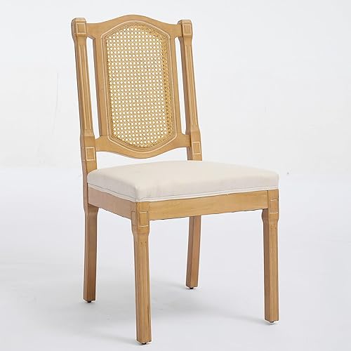 Miniatura 4 de French Style Solid Wood Frame Dining Chairs, Hand-Pulled Buckle Decor PU Leather with Nailhead Trim, High Back Dining Room Chairs Set of 2 for