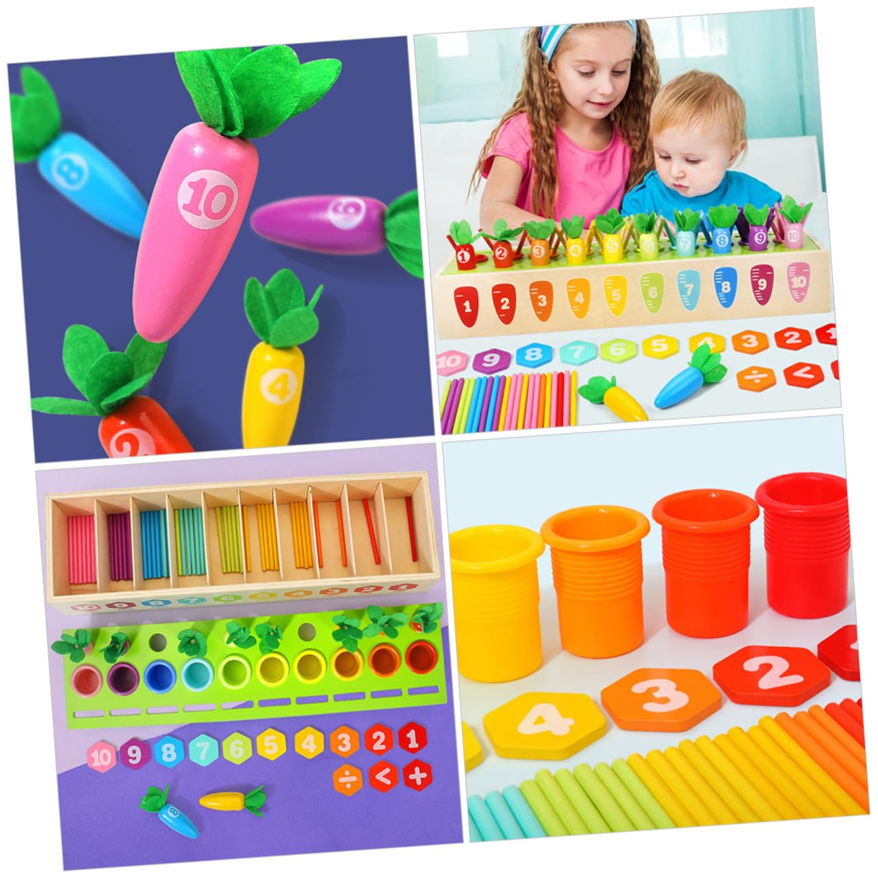 Holzspielzeug Karotten Passendes Spiel Zahlen Sortieren Lernen Kleinkinder Spielzeug Zum Zuordnen Von Zahlen Und Farben Für Kleinkinder