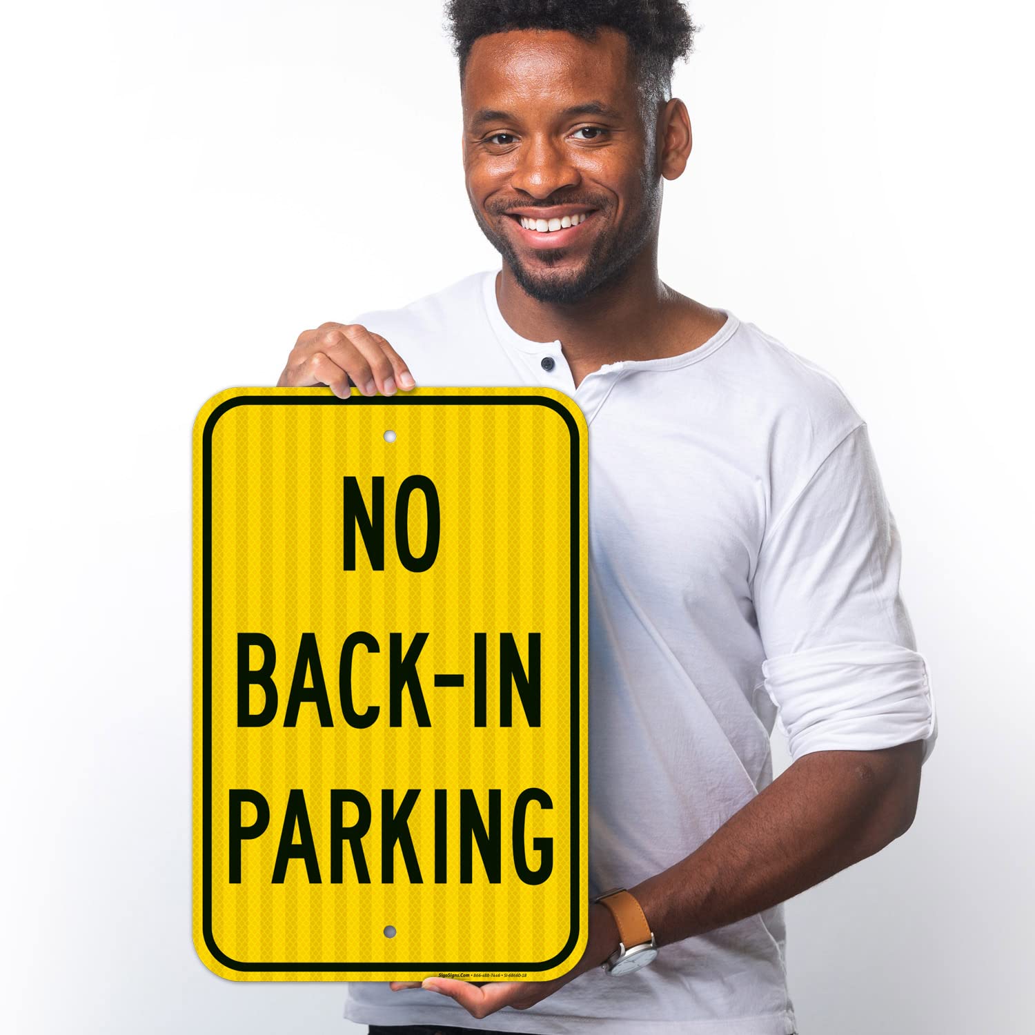 No Back in Parking Sign, 12x18 Inches, 3M EGP Reflective .063 Aluminum, Fade Resistant, Made in USA