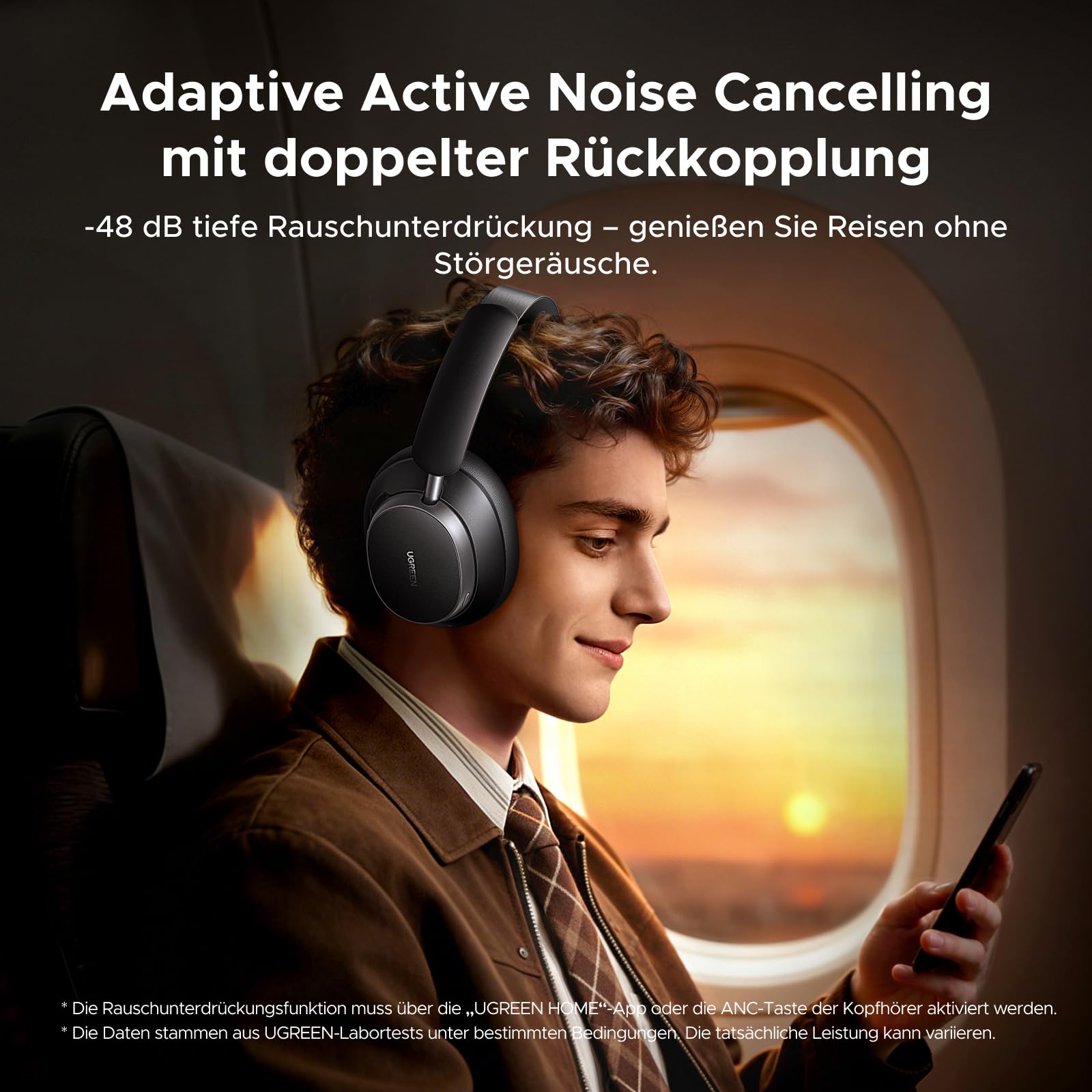 UGREEN Studio Pro kopfhörer Kabellos Bluetooth Over Ear mit Hybrid Adaptive Active Noise Cancelling, Bluetooth 6.0, Hi-Res Dual, LDAC, 120h Spielzeit, Spatial Audio, EQ in App, Duale Verbindung