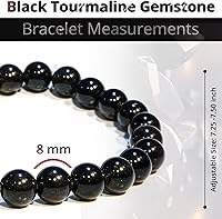 Vista 3 de Pulsera de turmalina negra, pulsera de cristal curativo natural para mujeres y hombres, pulsera de cuentas redondas de 0.315 in para espiritual
