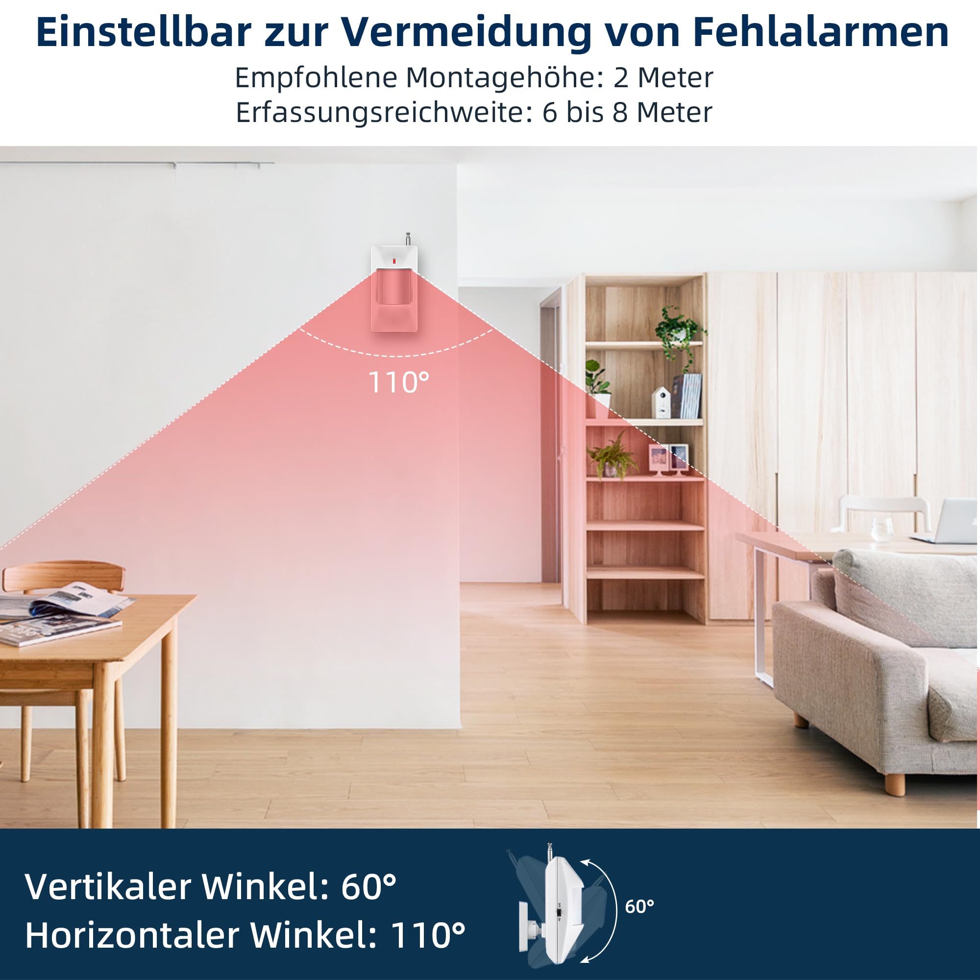 WiFi Alarmanlagen-Set inklusive 115 dB Sirene, Bewegungsdetektor und Tür-/Fenstersensoren(5er-Pack), gesteuert per Fernbedienung für Geschäfte, Lager und Wohnbereiche