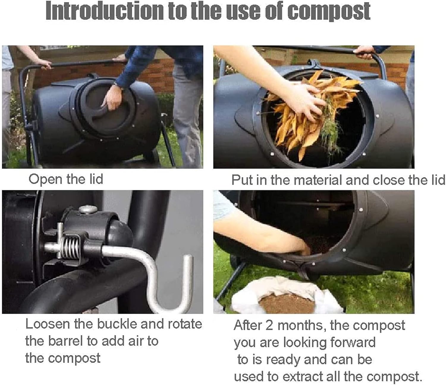 ZQTHL 45 Gallon Garden Compost Bin, Compost Tumbler Outdoor Garden Waste Bin Grass Food Trash Fertilizer Barrel, 360°Rotating Composter : Patio, Lawn & Garden