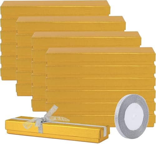 Rocutus Cajas de cartón para collares, cajas de regalo de joyería, caja de regalo, cajas de cartón para almacenamiento y regalo, paquete de 24