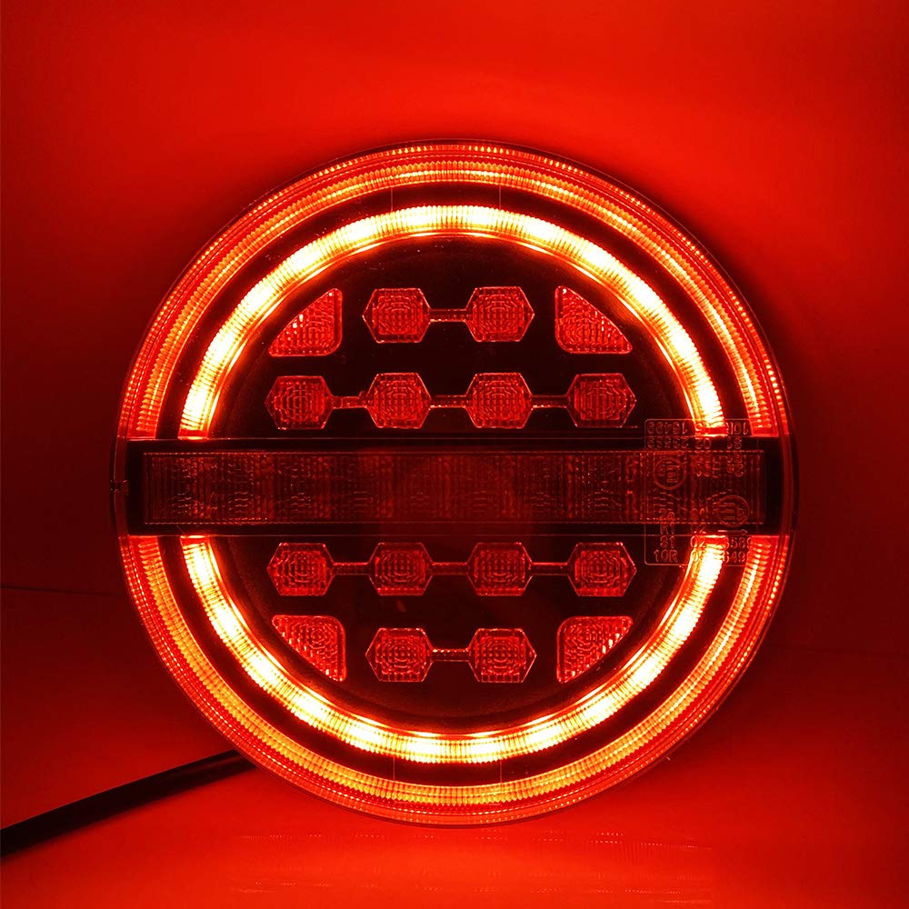 2 luces traseras LED redondas para remolque, 12/24 V, 3 funciones, luces traseras universales para remolque, camión, RV, furgonetas, tractor, aprobación ECE impermeable