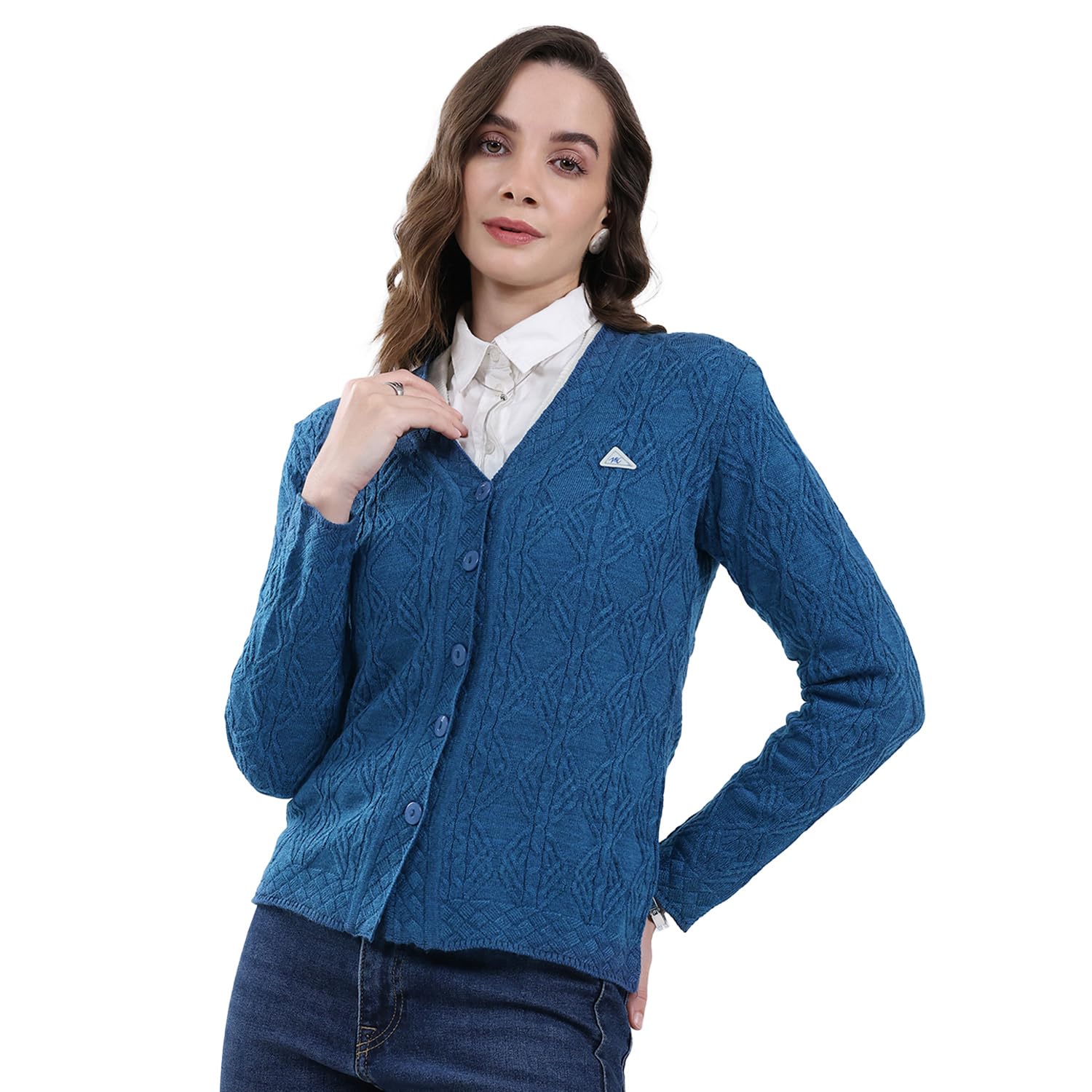 Women's Regular Fit Winter Cardigan | Self Designed V Neck | Full Sleeve Button Closure Stylish Cardigan for Women's-image-43