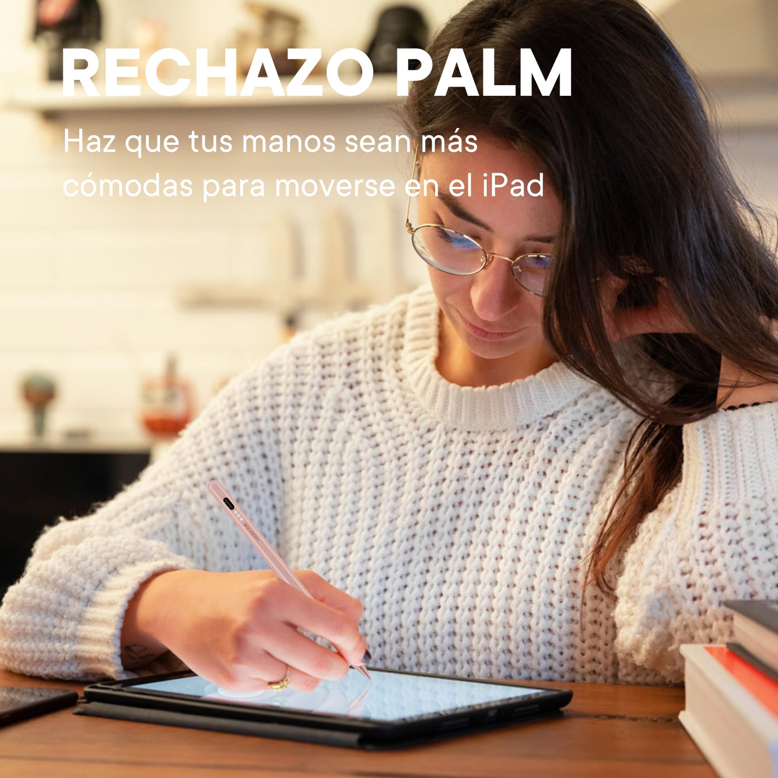 Lapiz iPad 2ª Generación, Hommie Pencil iPad Magnética con 1mm Punta Ultrafina, Rechazo Palm, Detección Inclinación, Lapiz para iPad Pro 11"/12,9", iPad 10/9/8 Gen,Air 3/4,Mini 5/6, Oro Rosa