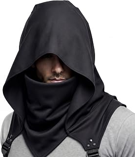 Cyberpunk Rogue Hooded Cowl Scarf, Unisex Neck Gaiter, Adjustable Strap Buckle, Techwear Cosplay