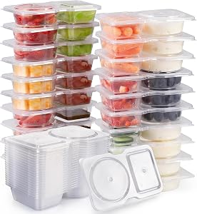 Camping essentials, Snack Containers, Snack Pack Container, 20Pcs - Reusable Snack Containers, Double Compartment Snacks Container for On-the-Go Meals and Camping, Snackle Boxs