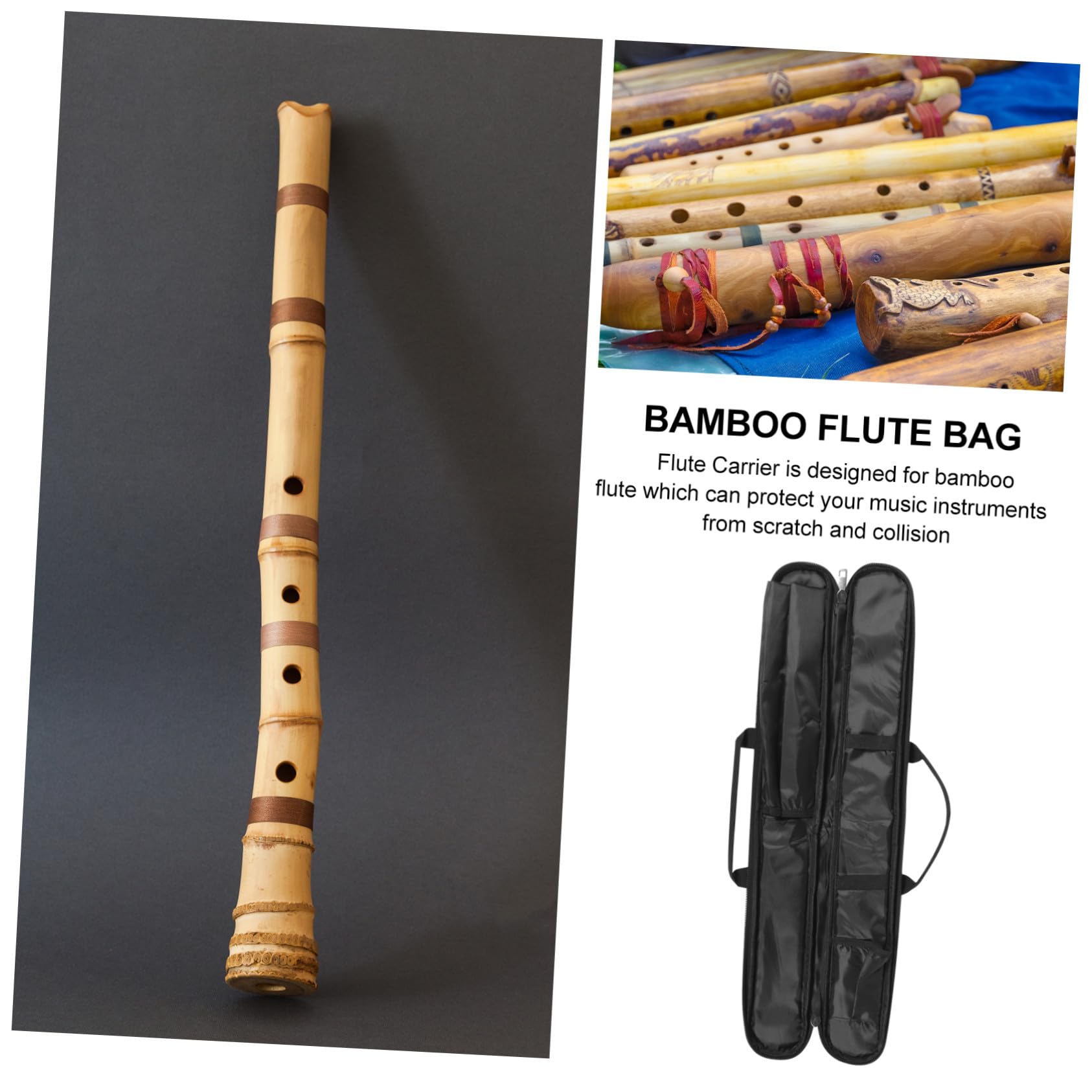 Gatuida Paquet de Rangement pour Flûte en Bambou Léger et Portable Tissu Oxford Résistant, Pochette de Transport Pratique pour Flûte, pour Musiciens en Déplacement