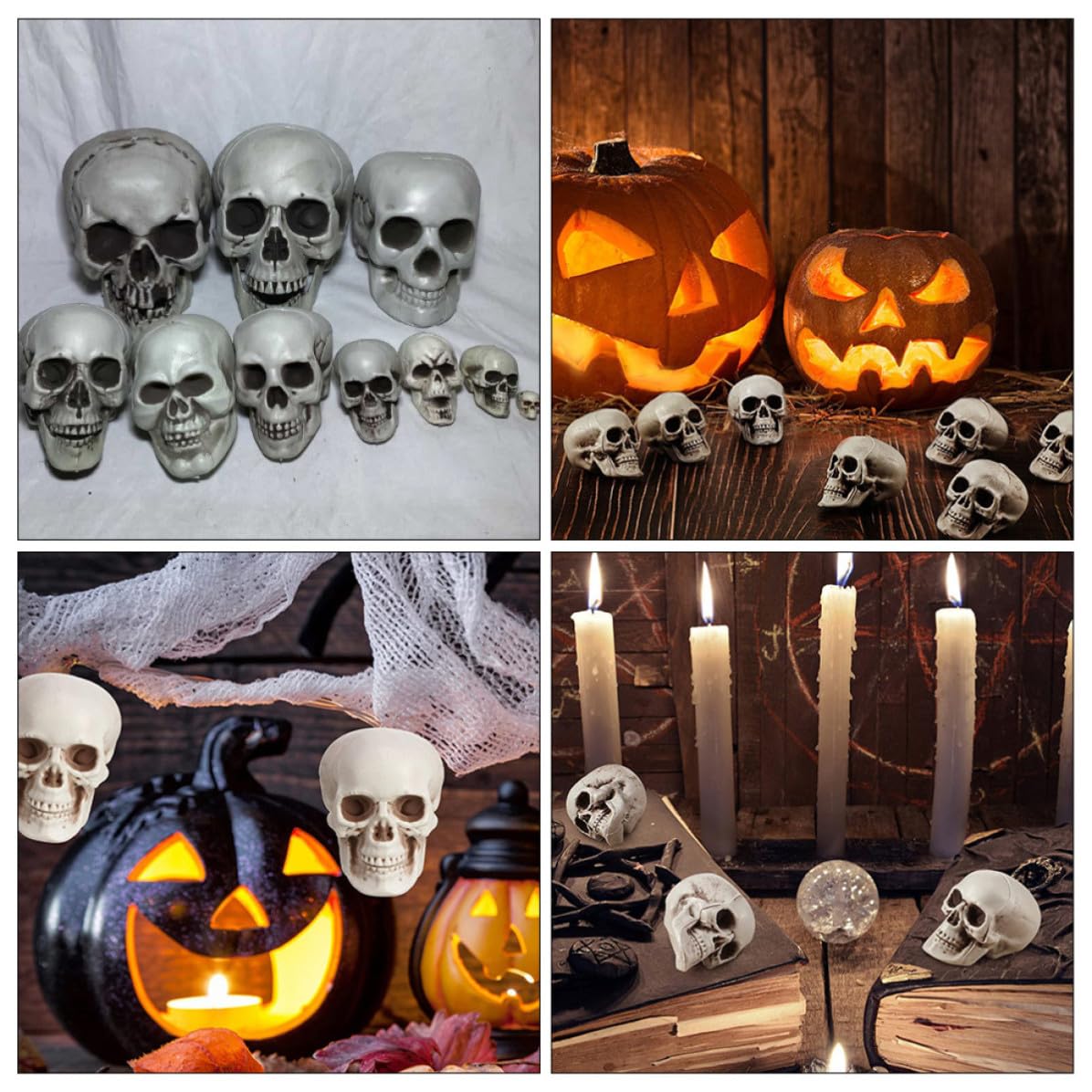 Uonlytech 40 Pezzi Teschio Realistico in Plastica Pe Beige per Decorazione Halloween, Accessorio Resistente per Foto e Scherzi, Ornamento Spaventoso per Festa e Casa