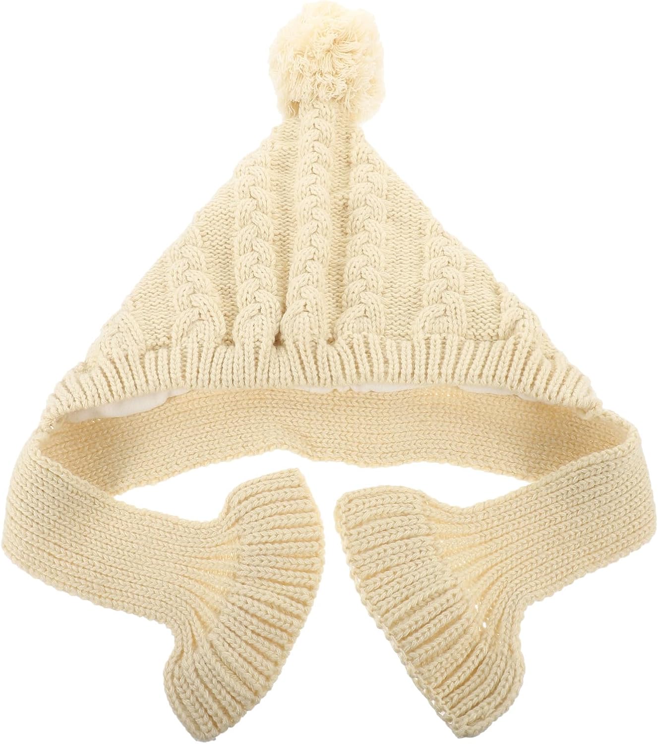 Dog Winter Hat with Knitted Scarf Warm Wool-Lined Pet Headgear for Small Dogs and Puppies Beige Winter Hat Suitable for Outdoor Cold Weather
