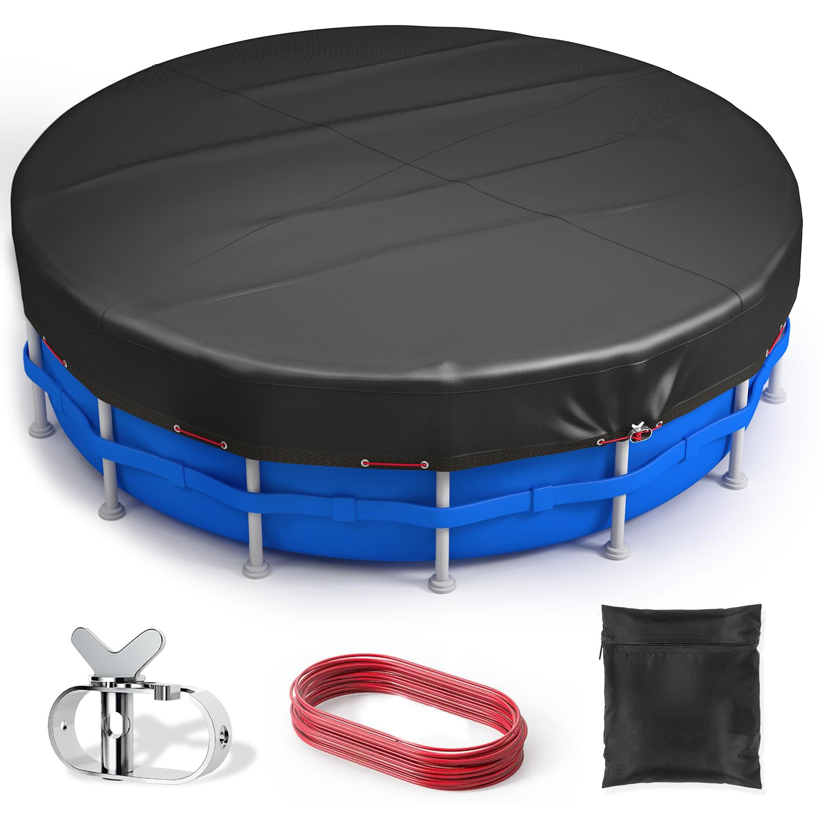 Swimming Pool Cover, 14ft Pool Cover for Above Ground Pools, 420D Oxford Fabric Cover, Hot Tub Cover Ideal for Waterproof and Dustproof, 14ft Padding Pool Cover Protector from Leaves, Weatherproof