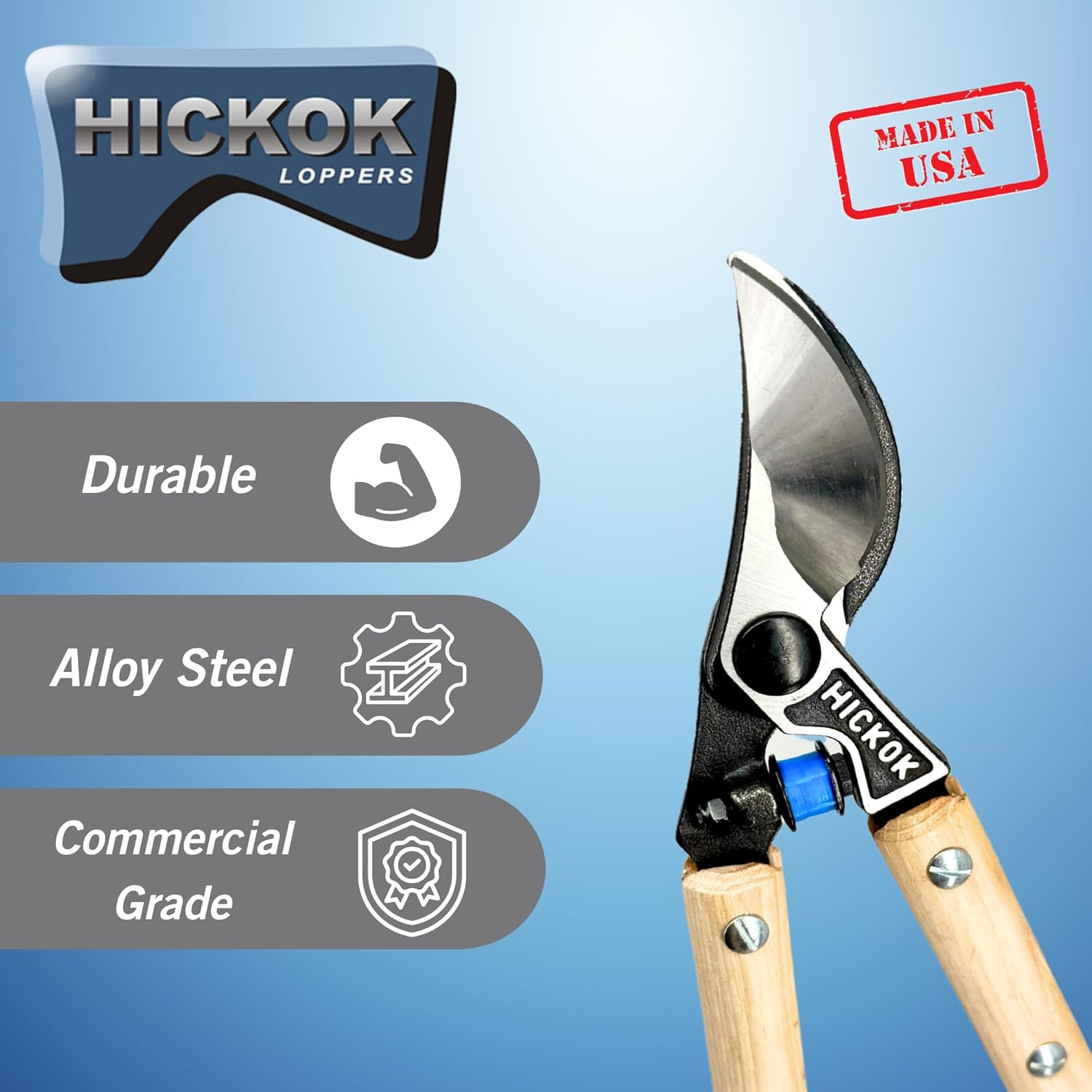 Heavy Duty Vine Lopper – 20" Professional Tree Branch Cutter with Hickory Wood Handles | Commercial Pruning Tool Made in USA