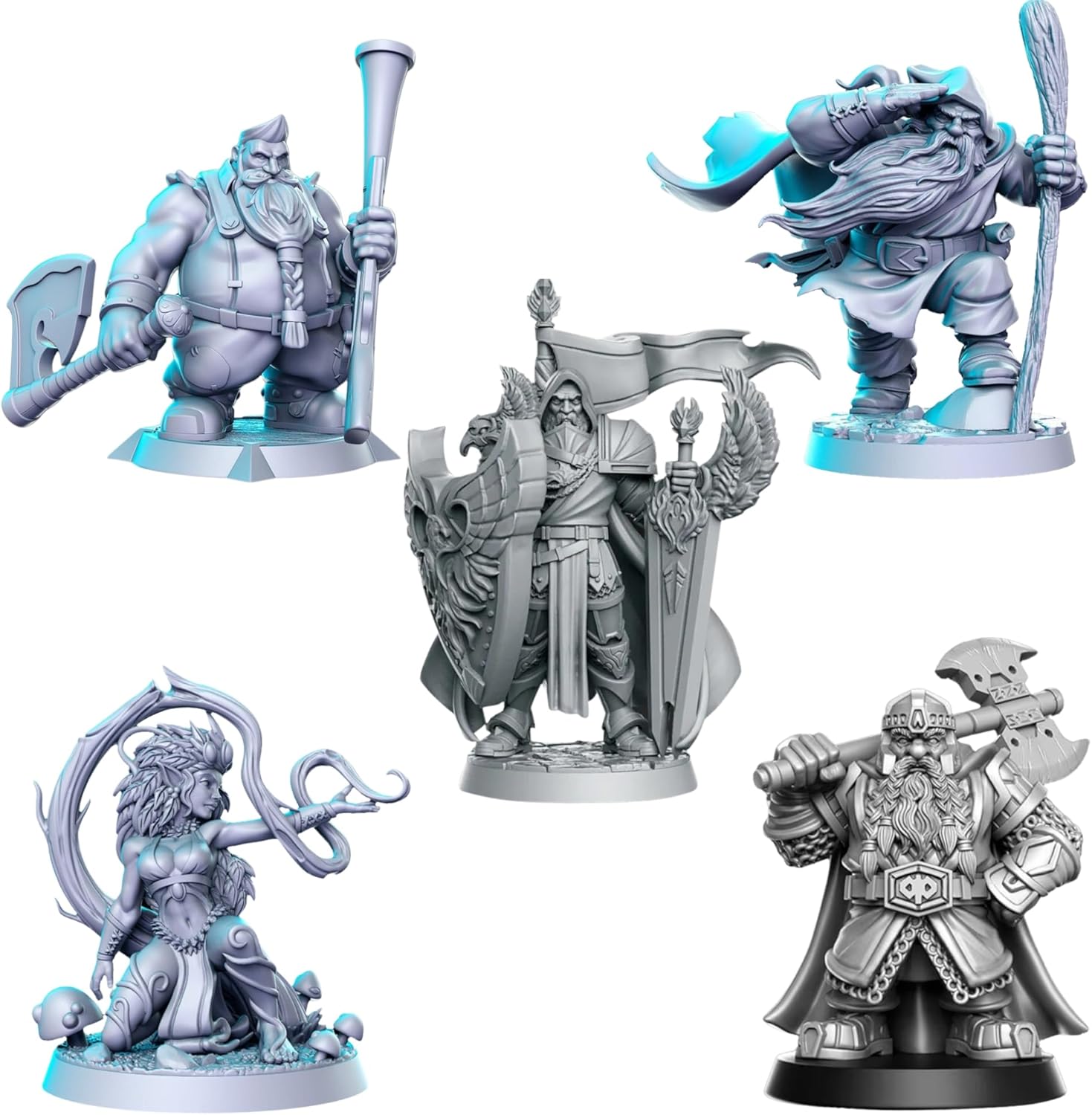 TYL | DND3 15-Piece Miniature Set – Unpainted 32mm Resin Miniatures for DND, Pathfinder & Tabletop RPGs – High-Detail Fantasy Models for Dungeon Masters & Miniature Painters