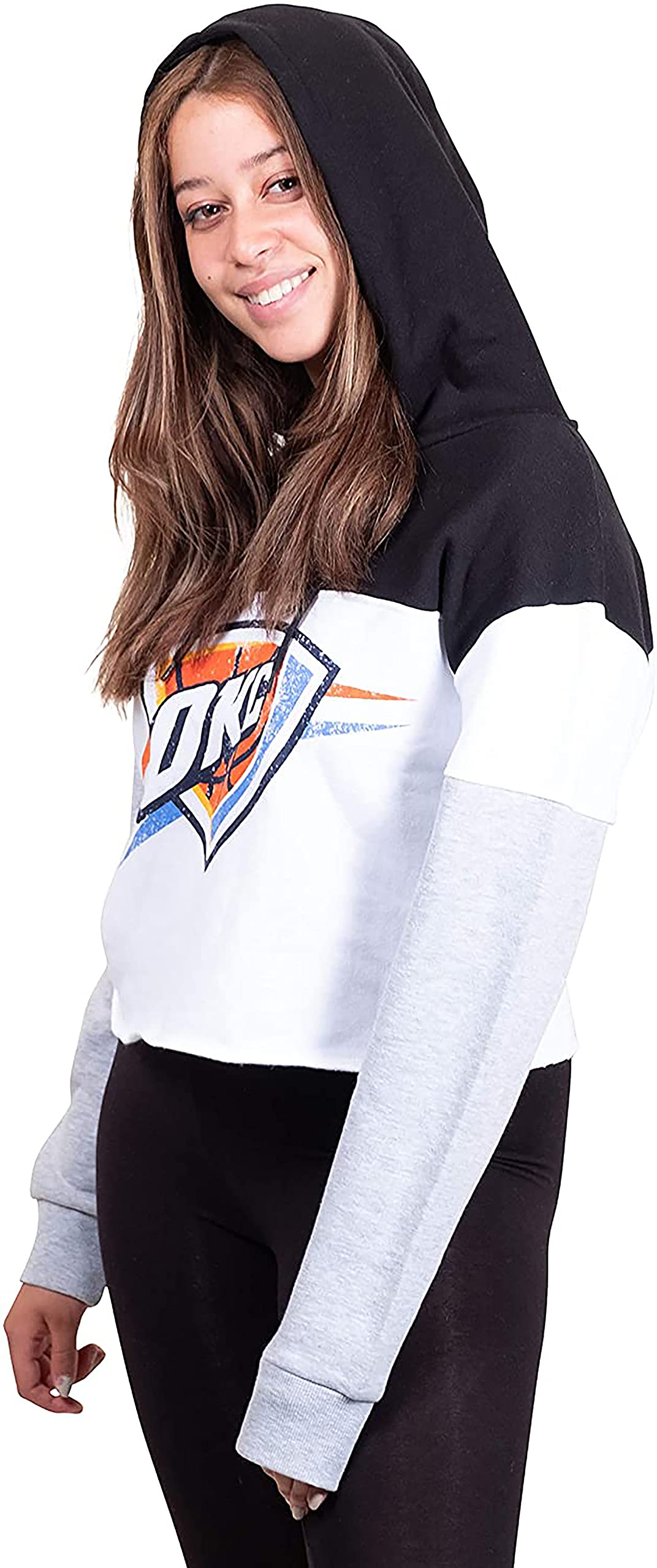 Ultra Game Women's Standard Soft Fleece Crop Top Pullover Hoodie, Black, XL