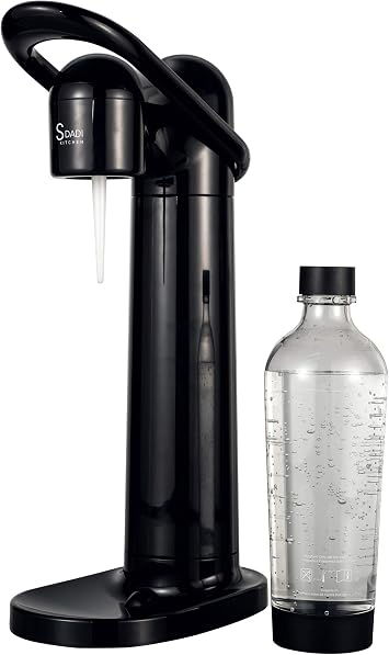 SDADI Sparkling Water and Soda Maker Seltzer Fizzy Drink Maker with 1L Re-usable BPA-free Carbonating BottleWithout CO2 Cylinder - Black