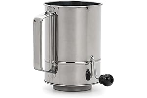 RSVP International Endurance Stainless Steel Crank Style Large Flour Sifter, 5 Cup Capacity