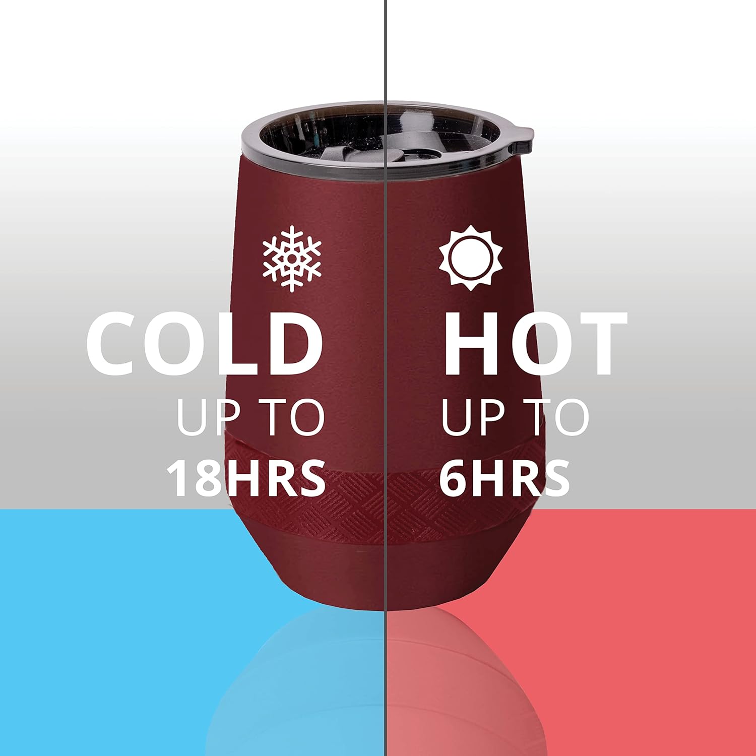 Elemental Recess Wine Tumbler - Triple Wall Insulated Stainless Steel Coffee Mug for Hot & Cold Drinks - Portable Cup with Shatterproof Sip Lid for Camping, Outdoor & Travel - 10oz - Burgundy - Image 6