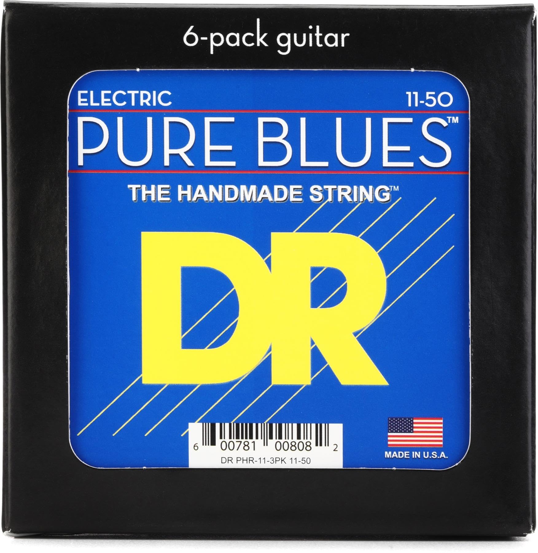 DR Strings PURE BLUES Pure Nickel Electric Guitar Strings (11-50) — 6-Pack